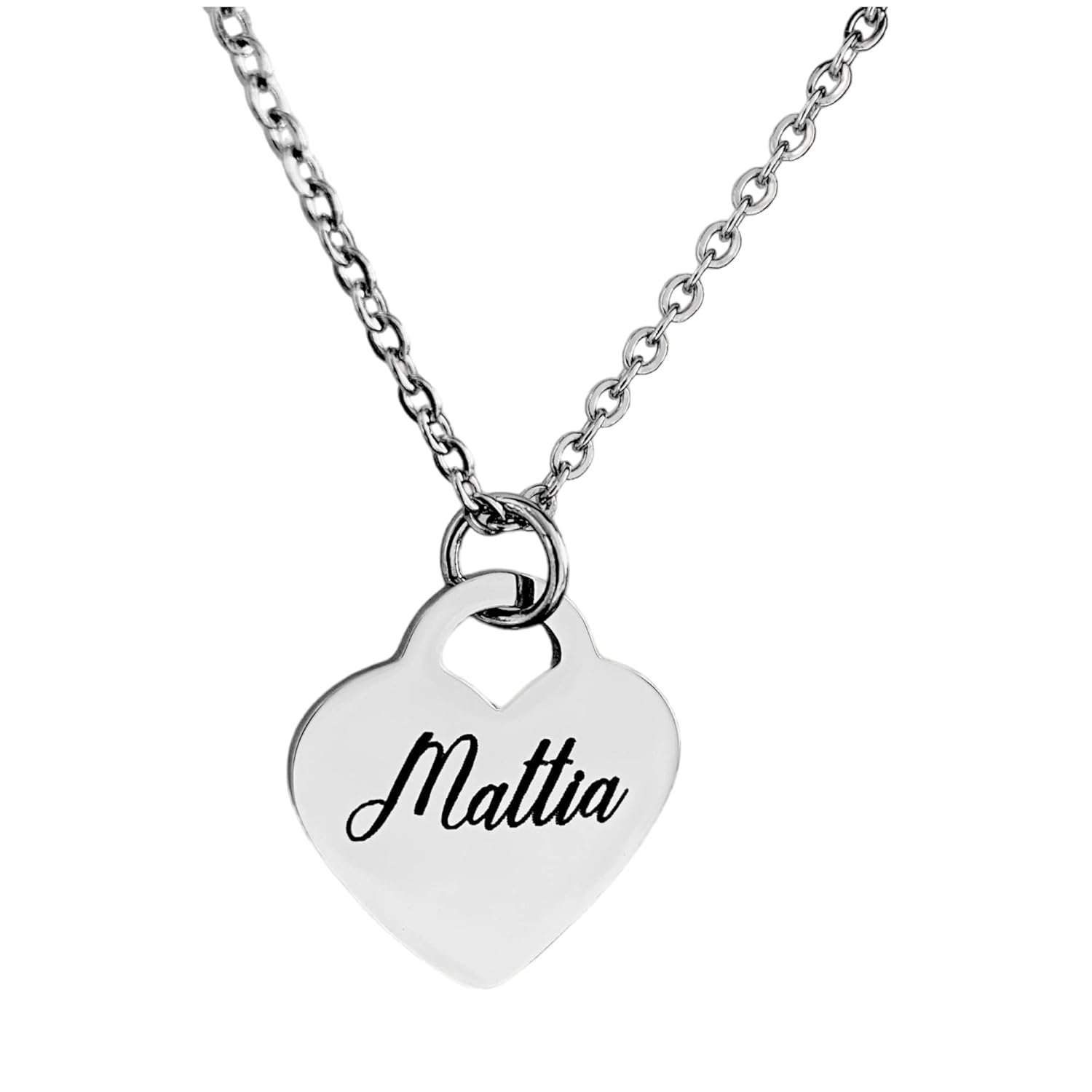 Collana Cuore con nome inciso - Collana Cuore nomi personalizzata - Collana Donna Cuore nome