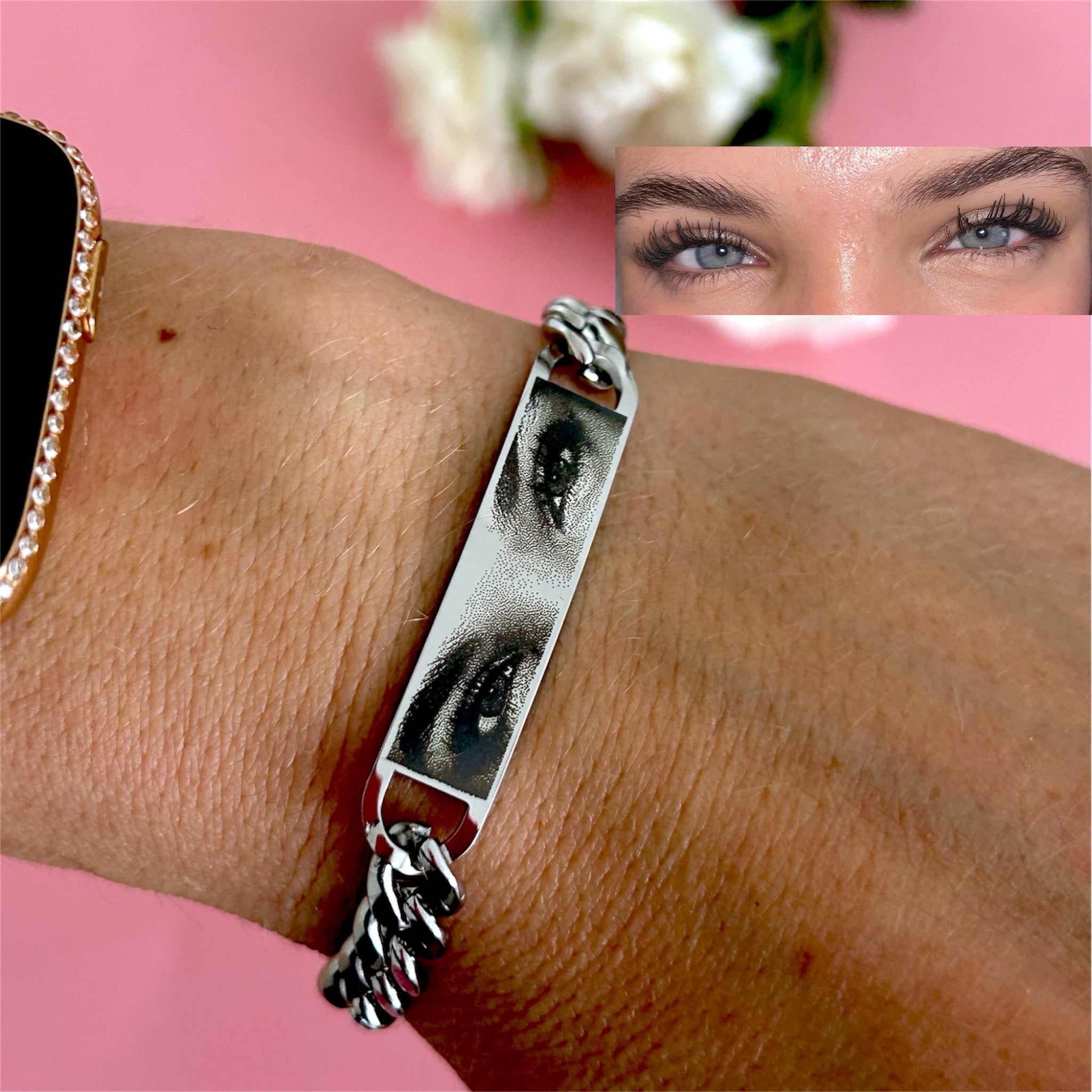 Bracciale con foto incisione Occhi - Bracciale con foto incisione - Incisione laser nitida e perfetta