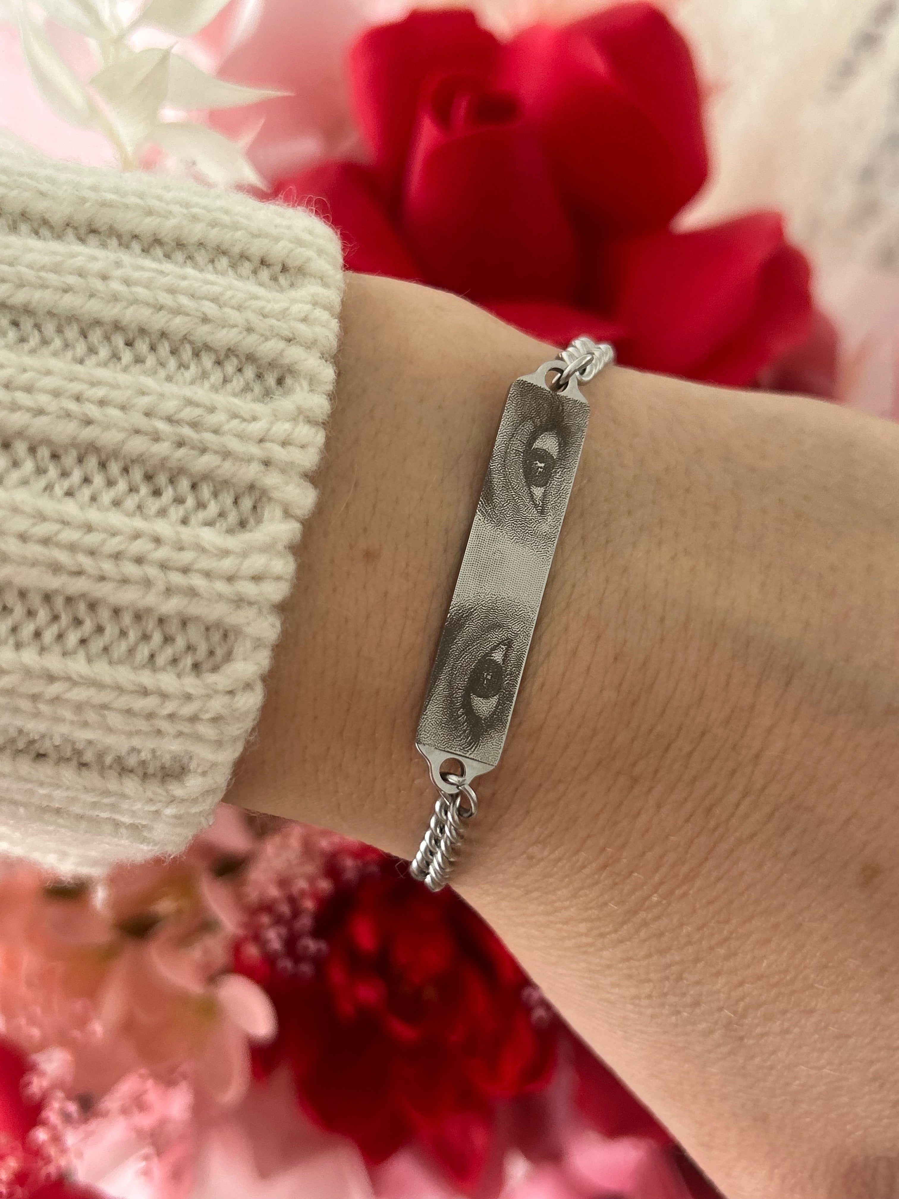 Bracciale con foto incisione Occhi - Bracciale con foto incisione - Incisione laser nitida e perfetta