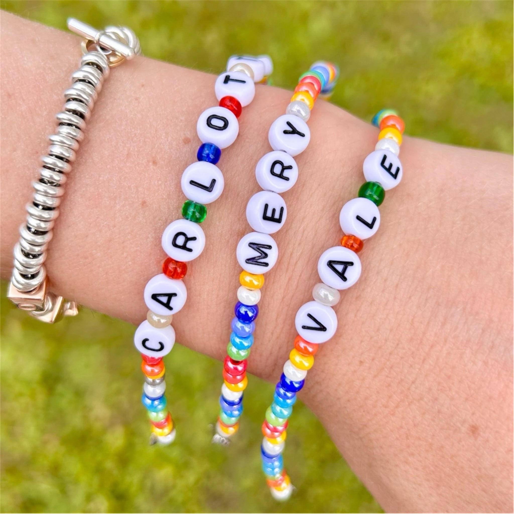 Bracciale perline colorate con Nome - Bracciale personalizzato - Bracciale waterproof