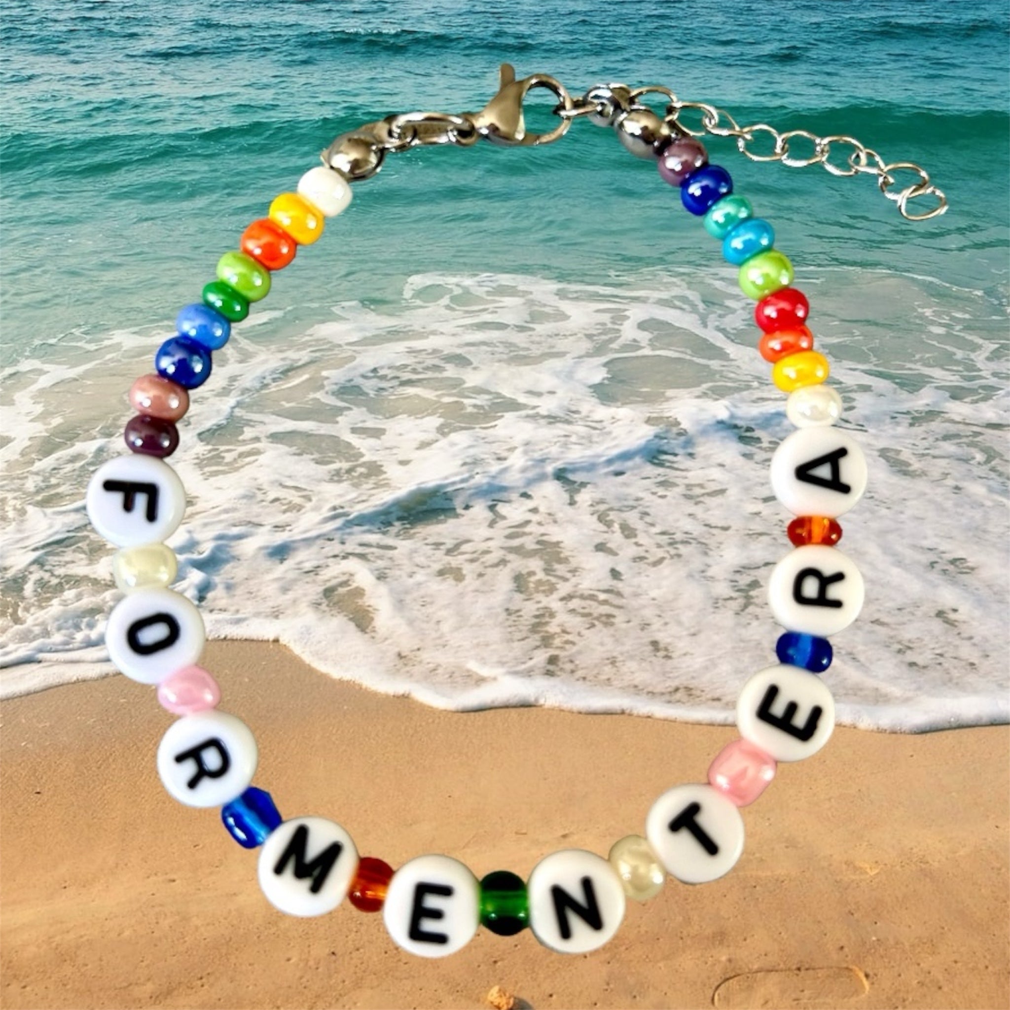 Bracciale perline colorate con Nome - Bracciale personalizzato - Bracciale waterproof