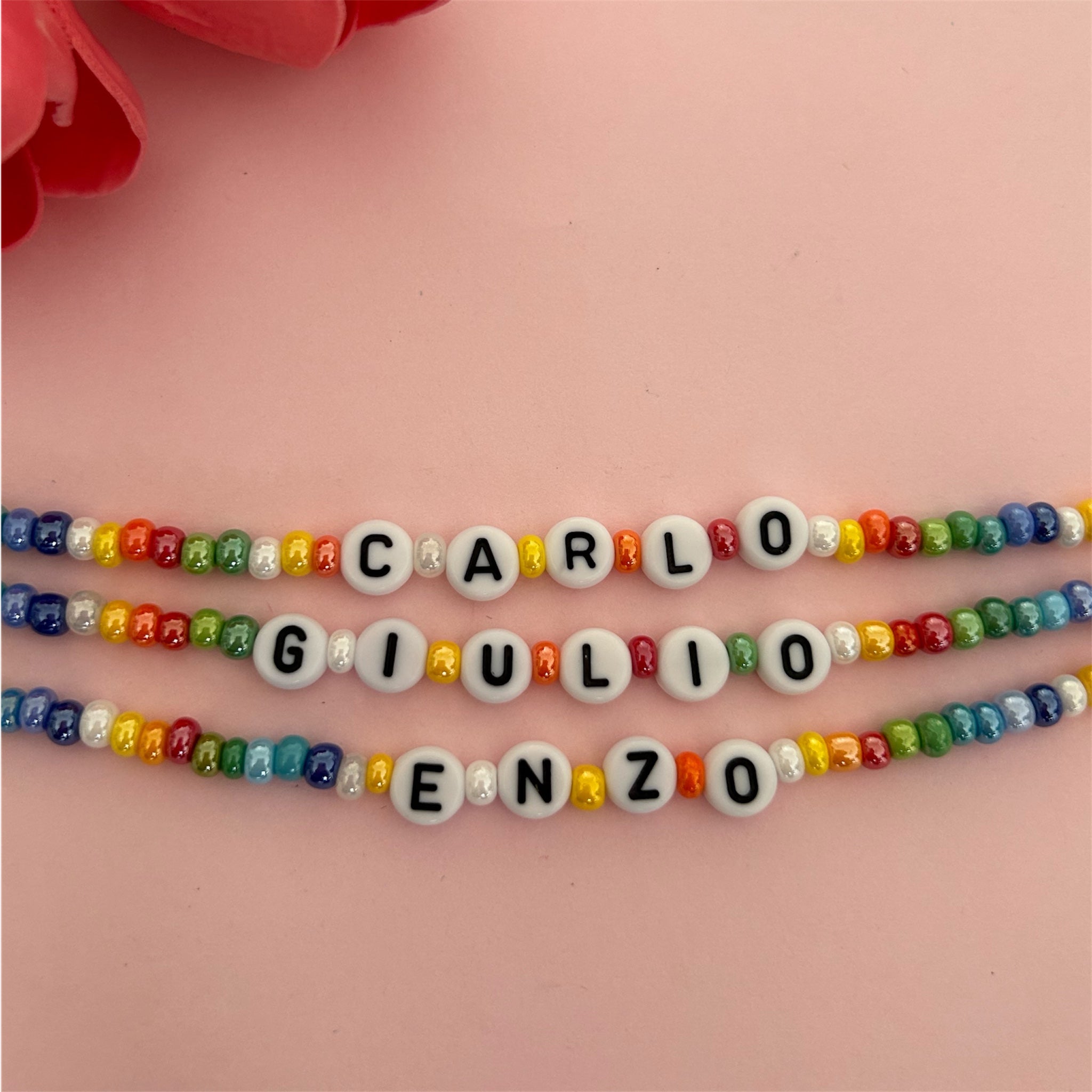 Bracciale perline colorate con Nome - Bracciale personalizzato - Bracciale waterproof