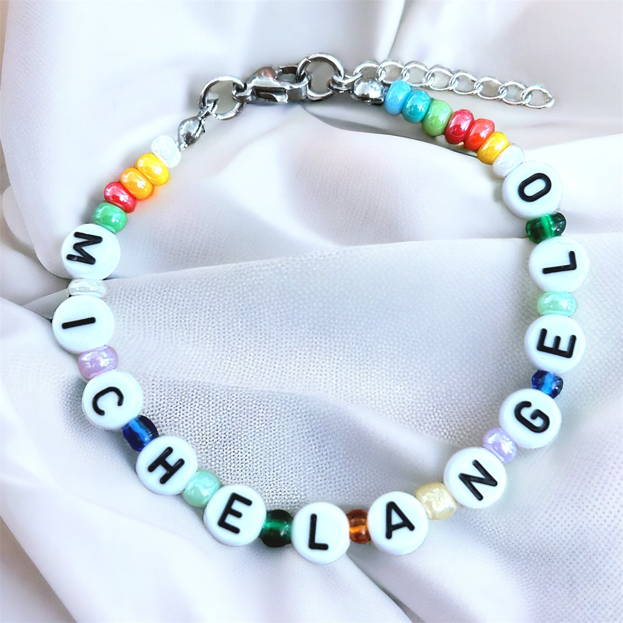 Bracciale perline colorate con Nome - Bracciale personalizzato - Bracciale waterproof
