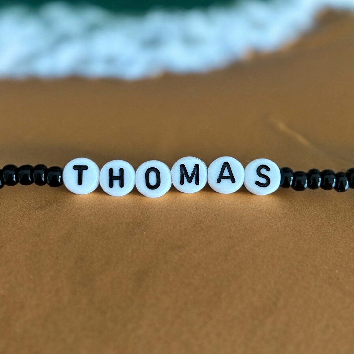 Bracciale nome - Bracciale personalizzato -waterproof - Bracciale con perline in Vetro di Boemia