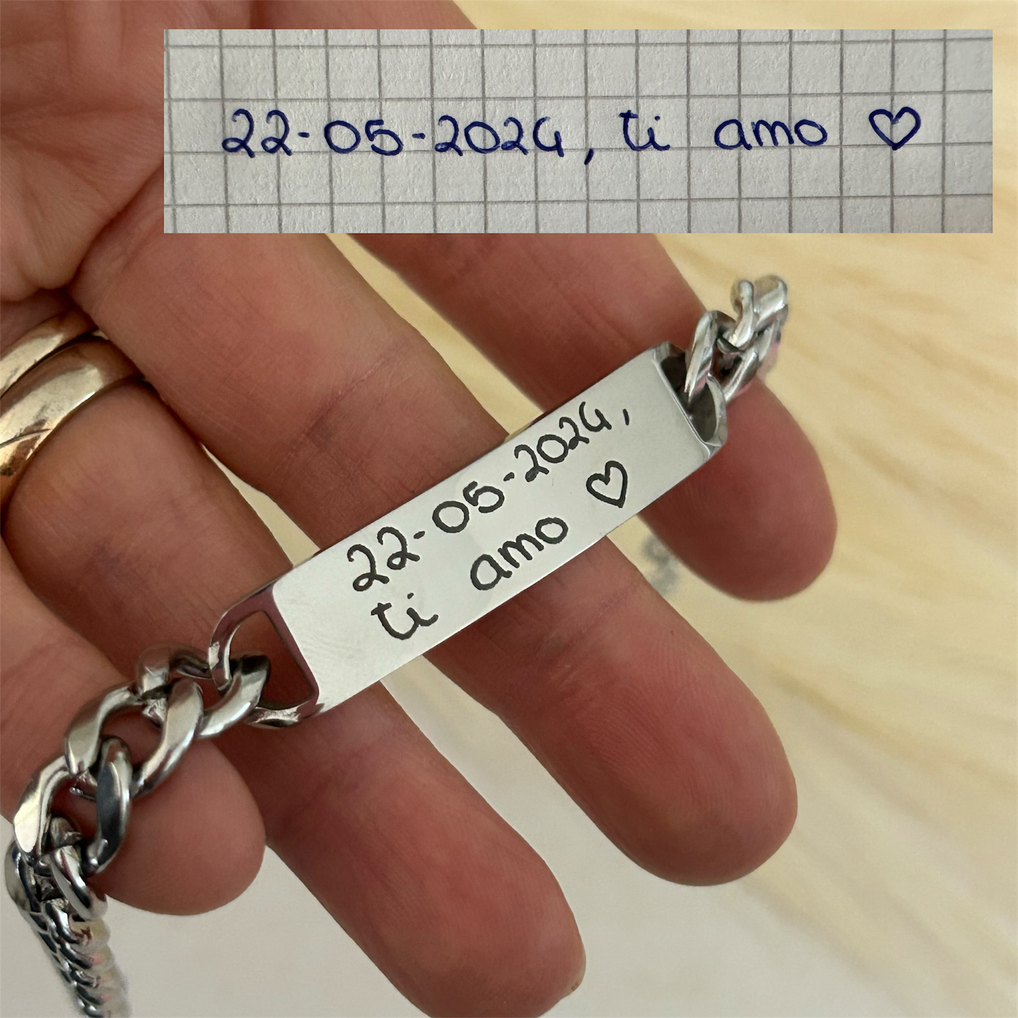 Bracciale con scrittura a mano reale - Bracciale personalizzato