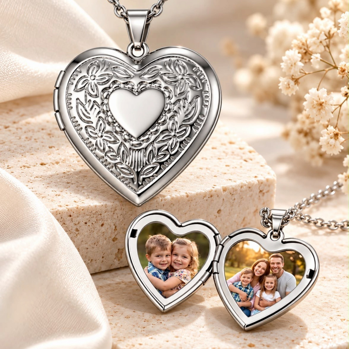 Collana ciondolo Cuore con foto e dedica personalizzata | Ciondolo Cuore portafoto