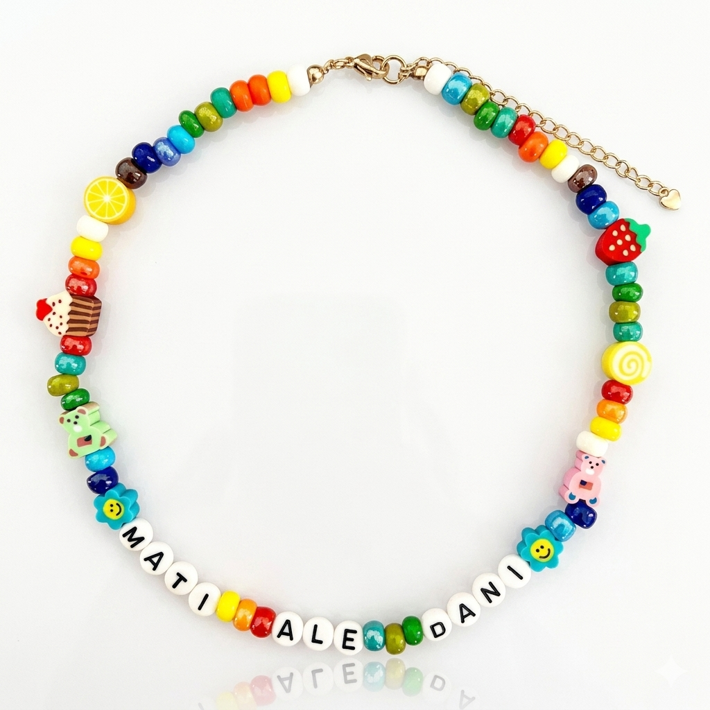 Name Necklace with Beads - Summer Name Necklace - Personalized Waterproof Colorful Beaded Necklace - Colorful Necklace
