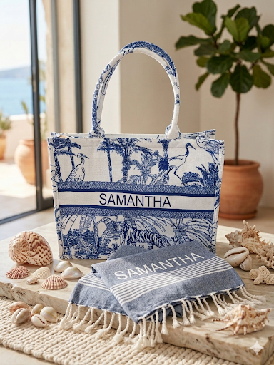 Personalized Beach Tote Bag with Name or Initials | With
Zipper