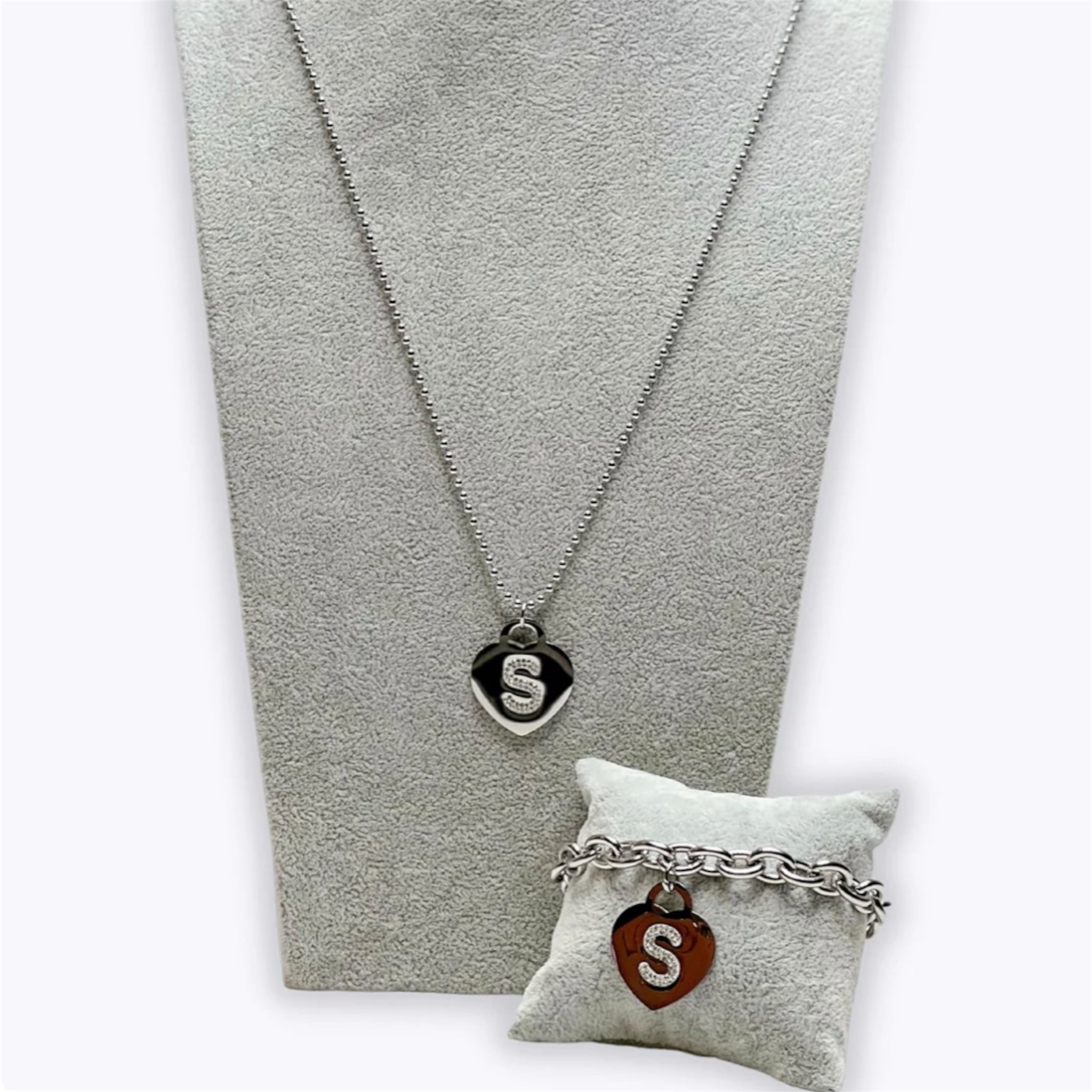 Bracciale con iniziale - Bracciale con ciondolo a cuore e iniziale glitter - Idea regalo amica/fidanzata