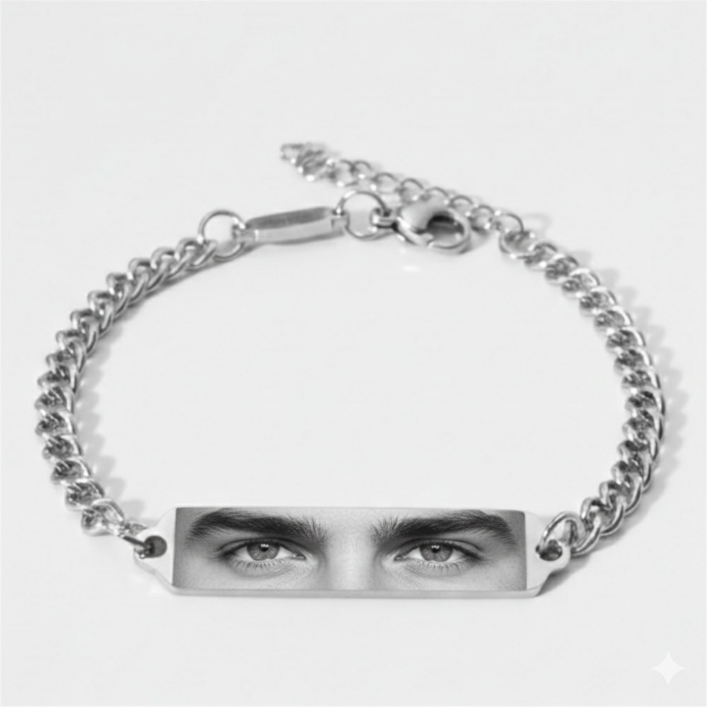 Bracciale con foto incisione Occhi - Bracciale elegante con foto incisione - Incisione laser nitida e perfetta