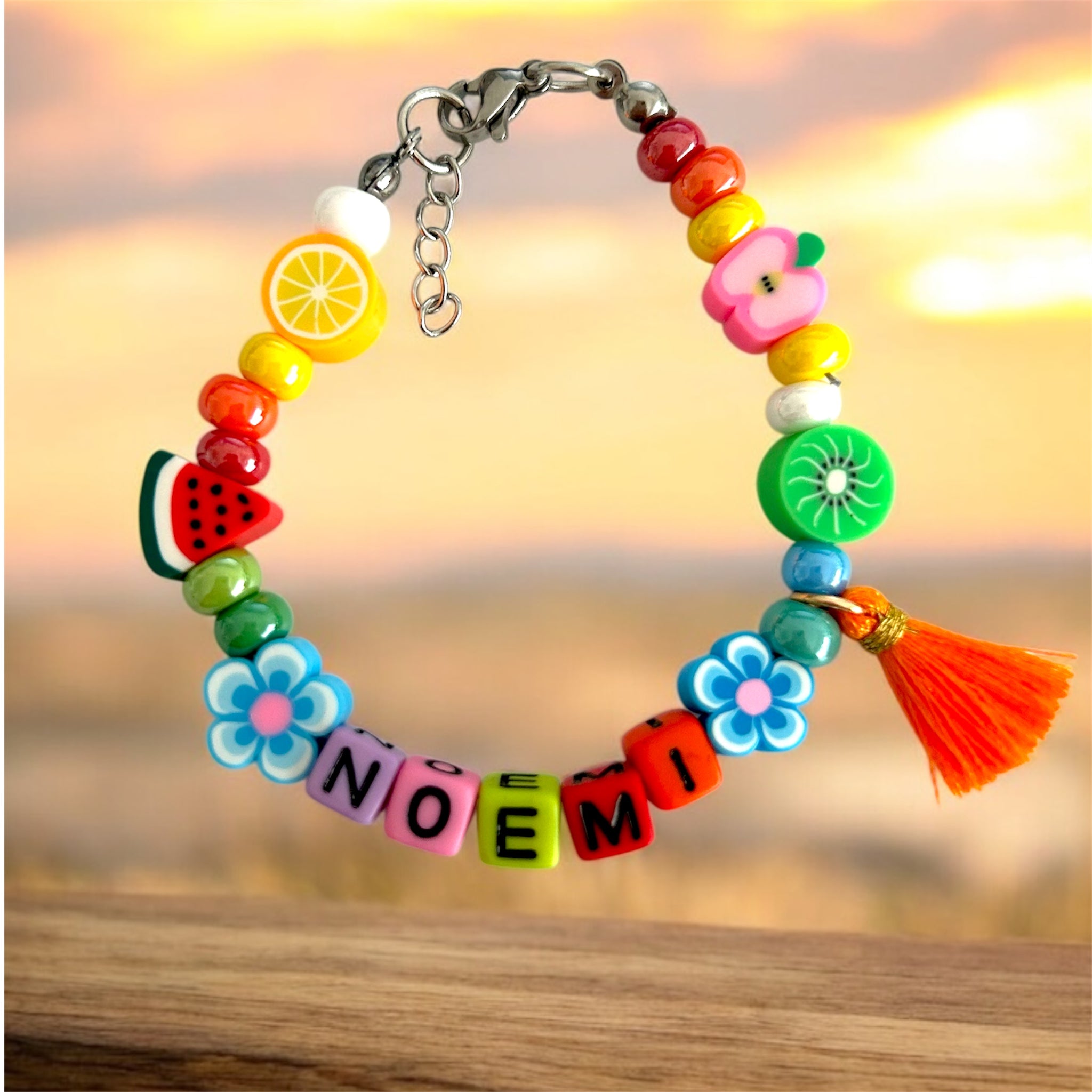 Bormia Glass Bead Bracelet Personalized with Name