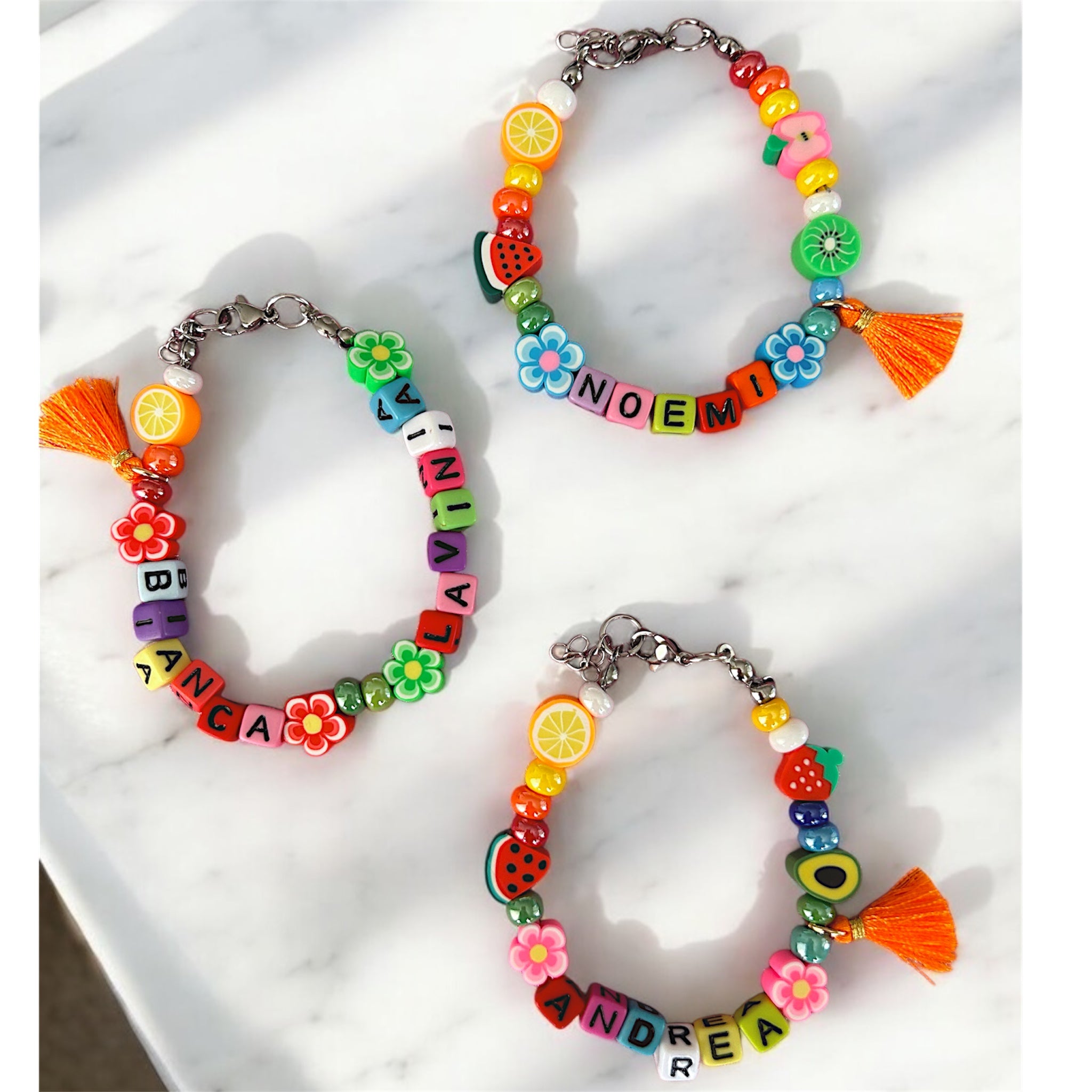 Bormia Glass Bead Bracelet Personalized with Name