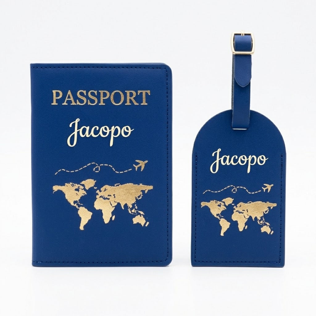 Porta passaporto Personalizzato con Nome e Tag Valigia | Idea Regalo Coppia o Addio al Nubilato