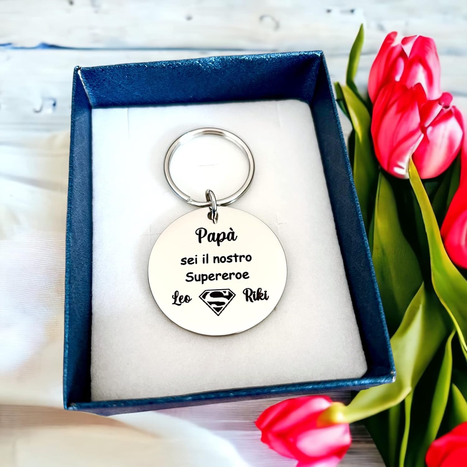 "Dad You Are Our Superhero" Keychain