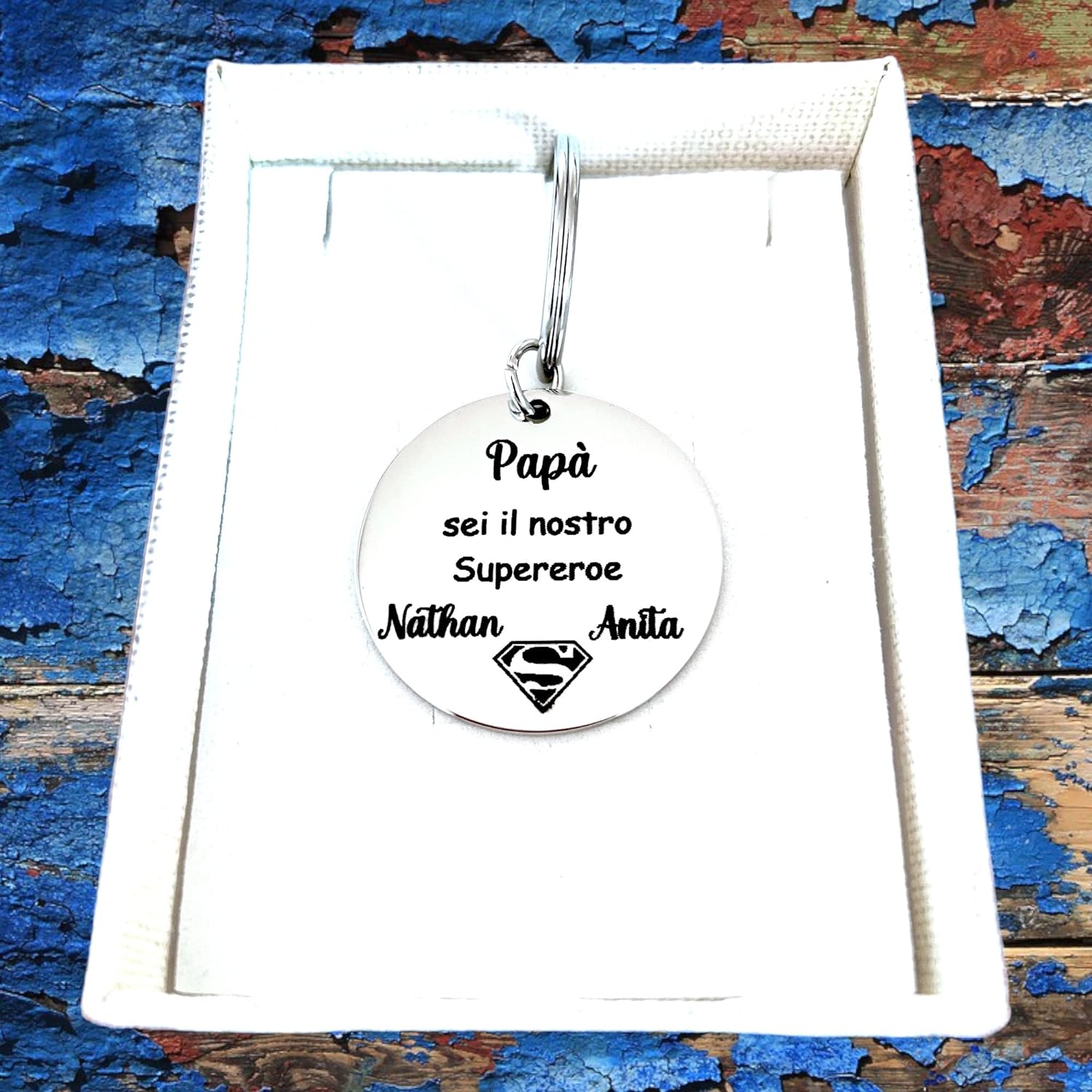"Dad You Are Our Superhero" Keychain