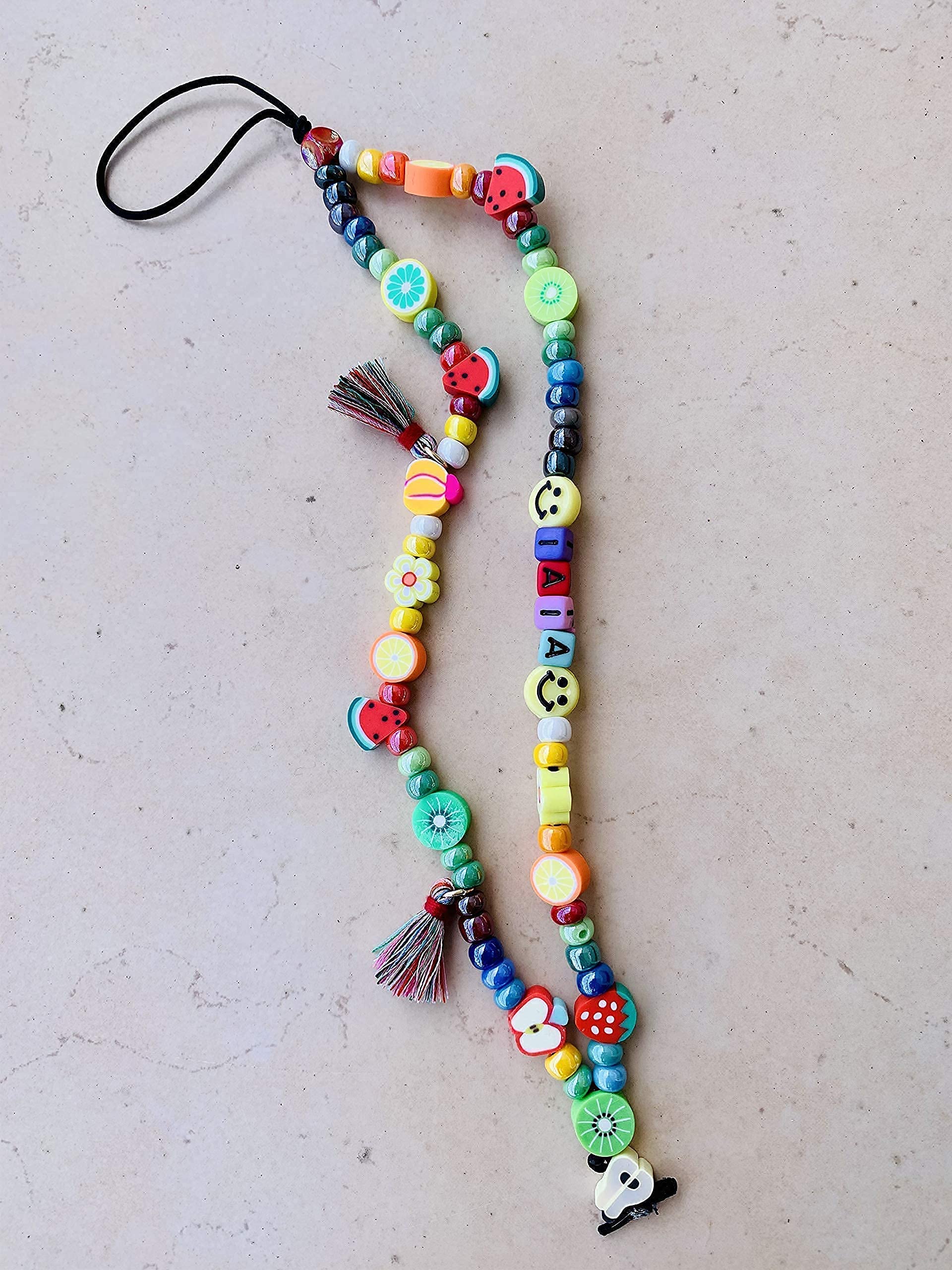 Phone strap con perline in vetro di Boemia