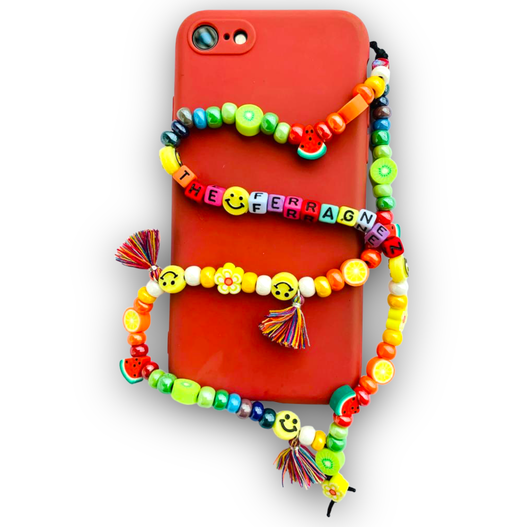Phone Beads personalizzato - Cordino per Cellulare perline - Phone Strap Personalizzato - Phone Beads perline Rainbow