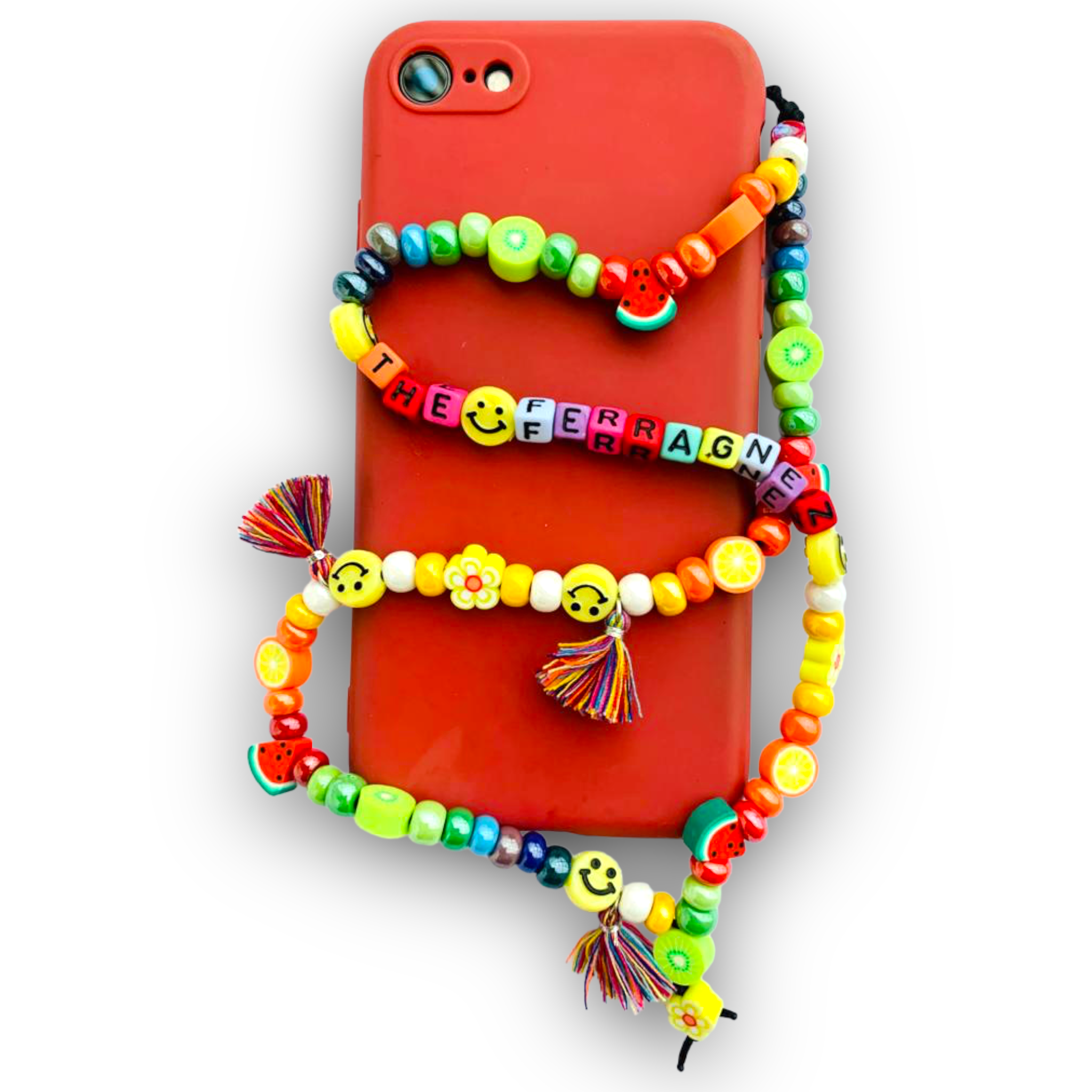 Phone strap con perline in vetro di Boemia