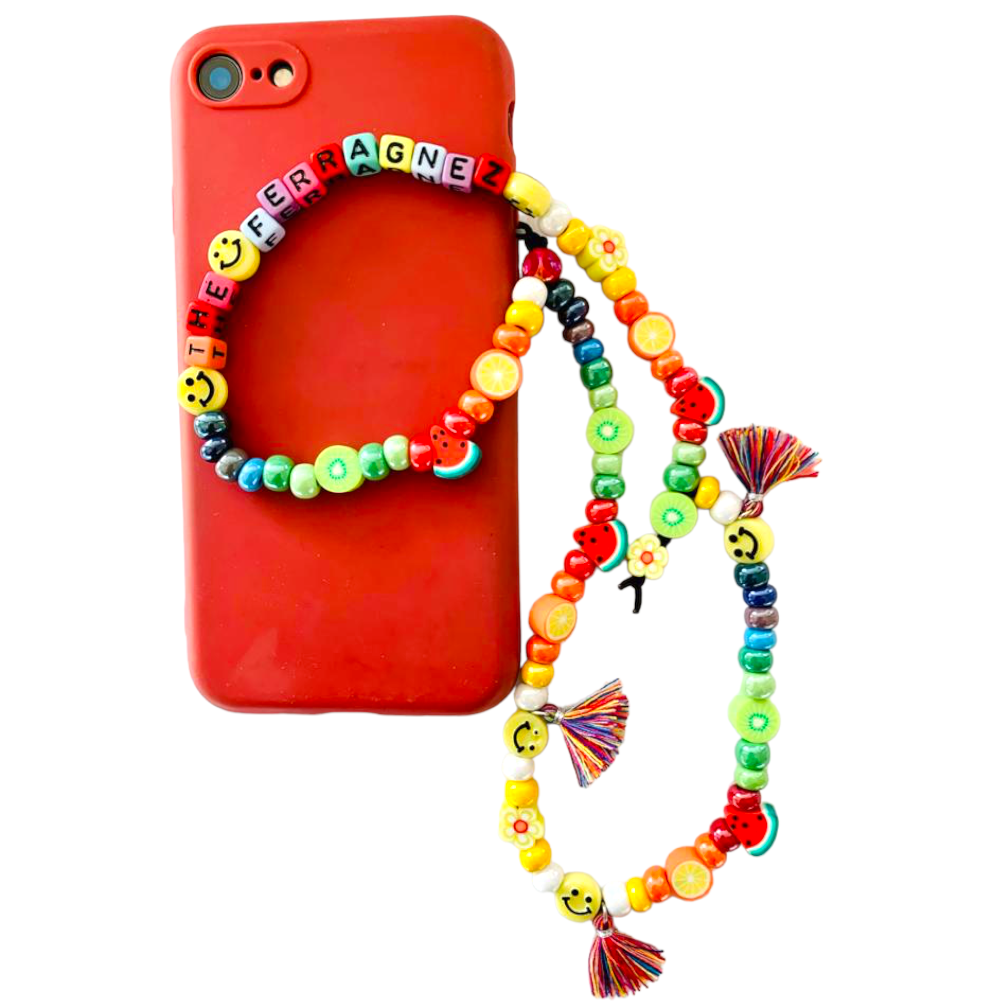 Phone Beads personalizzato - Cordino per Cellulare perline - Phone Strap Personalizzato - Phone Beads perline Rainbow