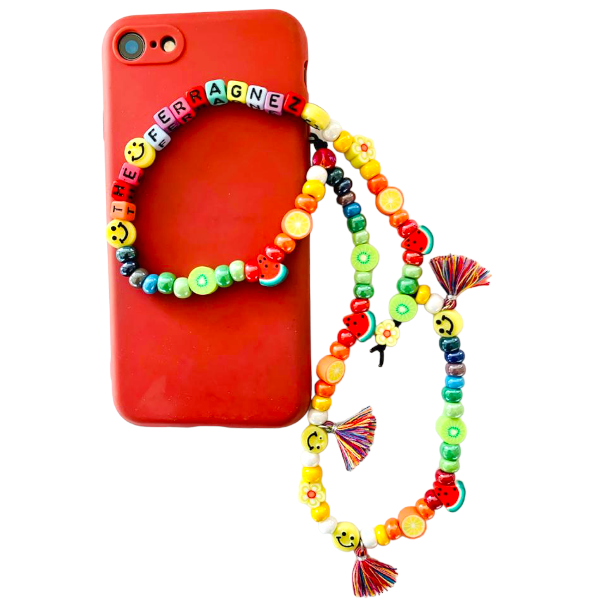 Phone strap con perline in vetro di Boemia