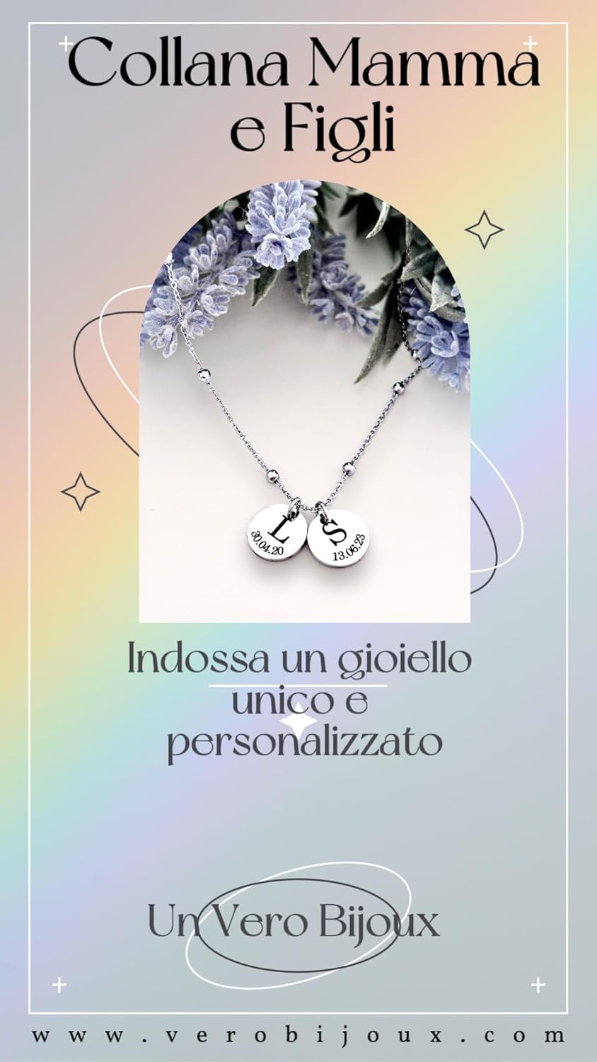 Collana Mamma e Figli - Collana Mamma e nomi Figli incisi - Regalo Compleanno e Festa della Mamma