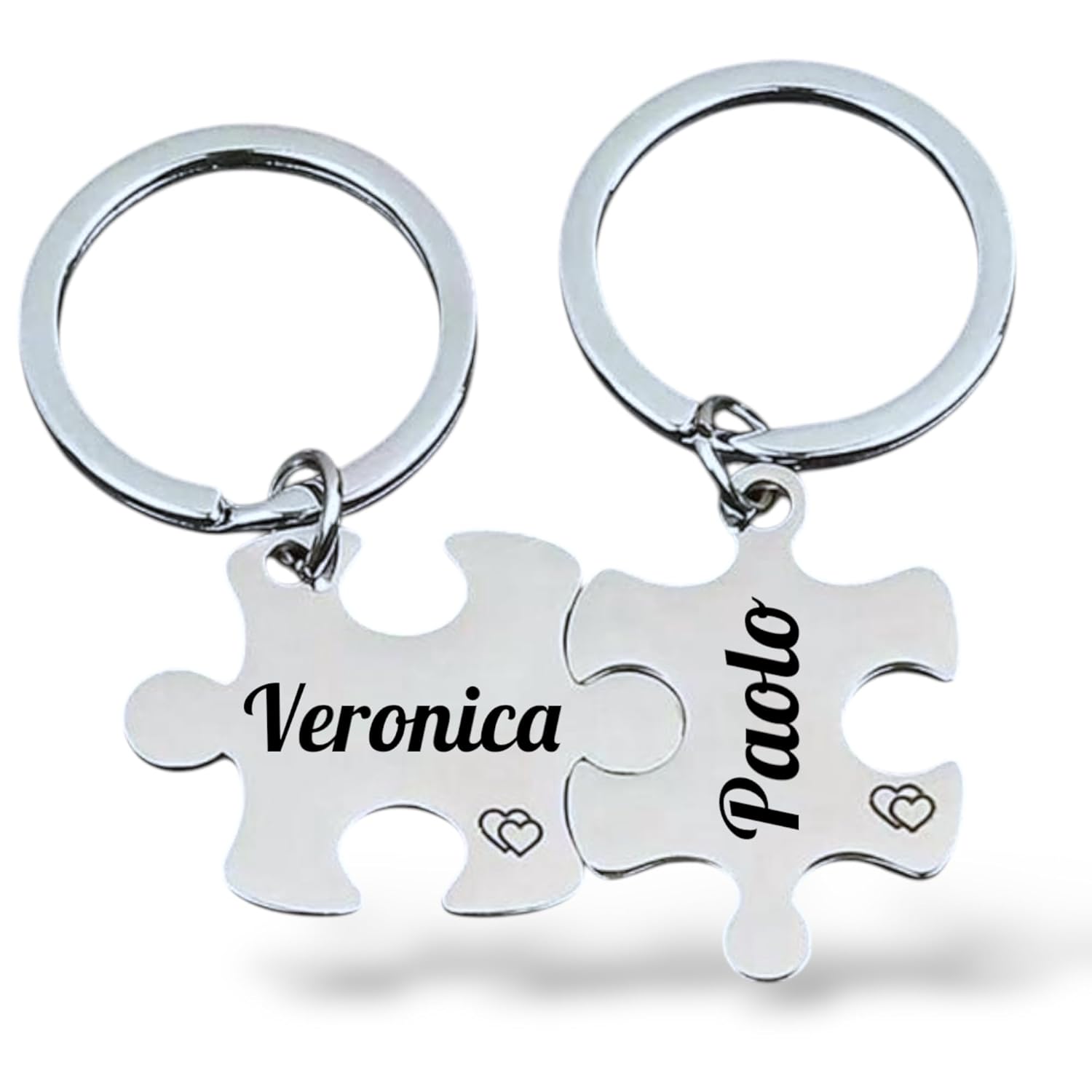 Portachiavi Puzzle Coppia - Portachiavi Puzzle personalizzato con incisione Nomi