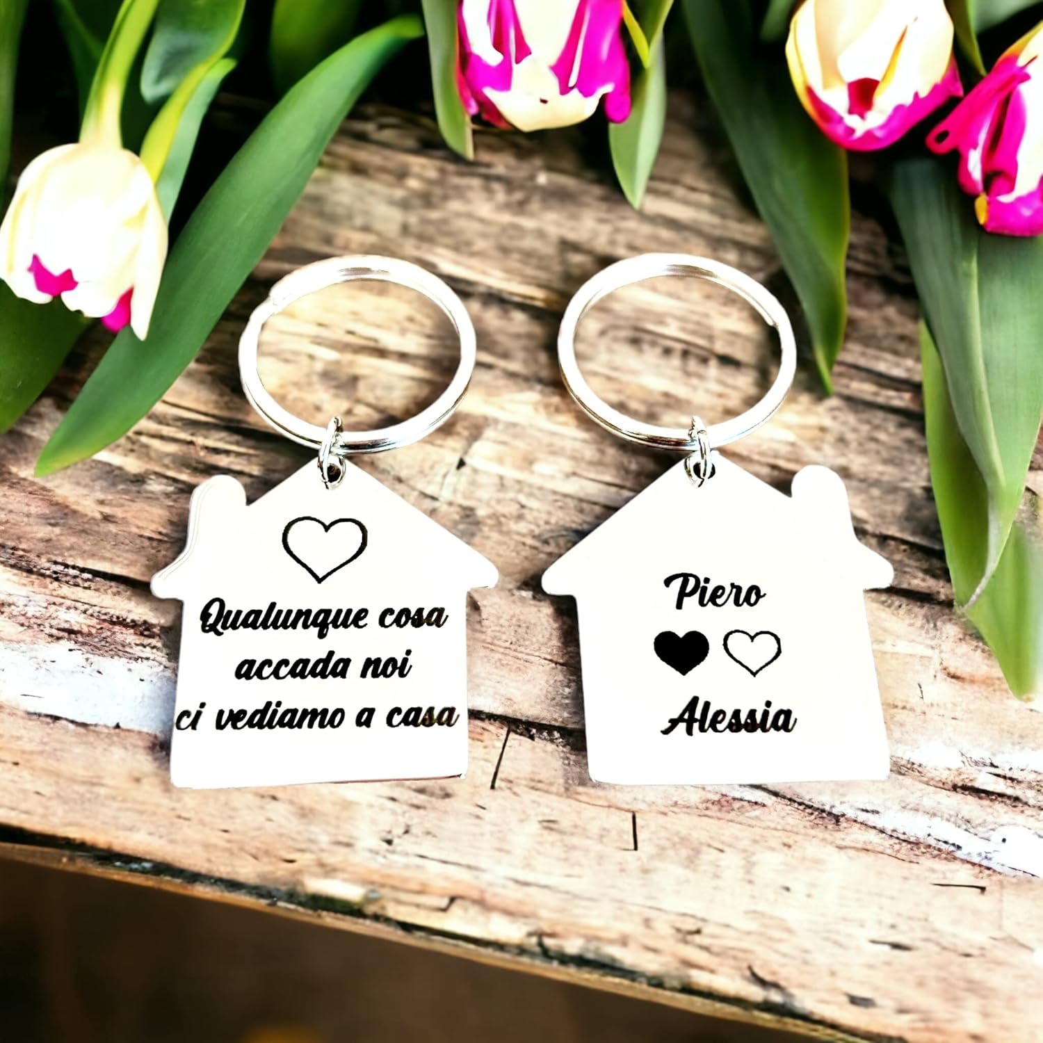 Portachiavi Nuova Casa - Qualunque cosa accada noi ci vediamo a casa - Portachiavi Casa personalizzato