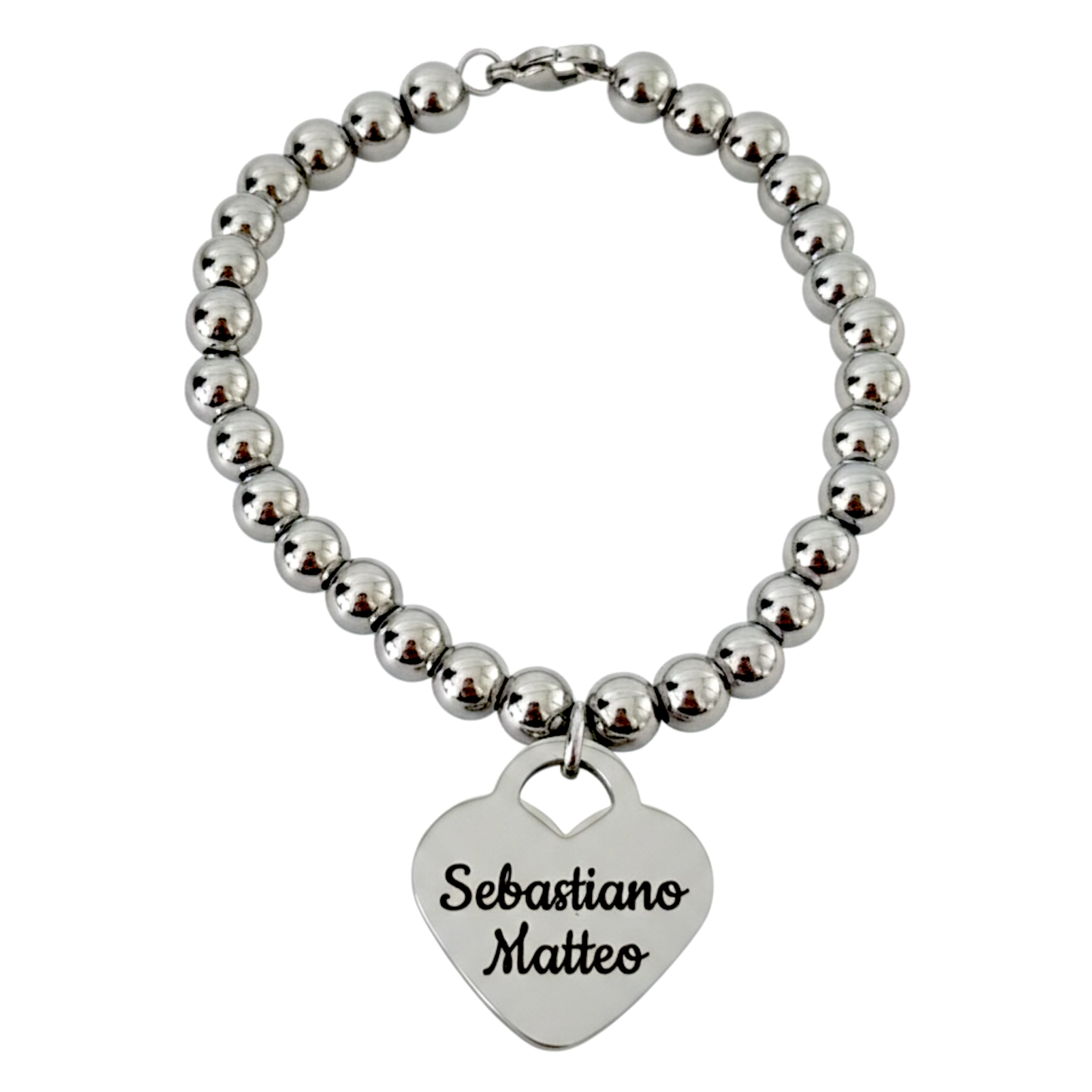 Bracciale donna personalizzato con incisione sul ciondolo a cuore - Regalo amica