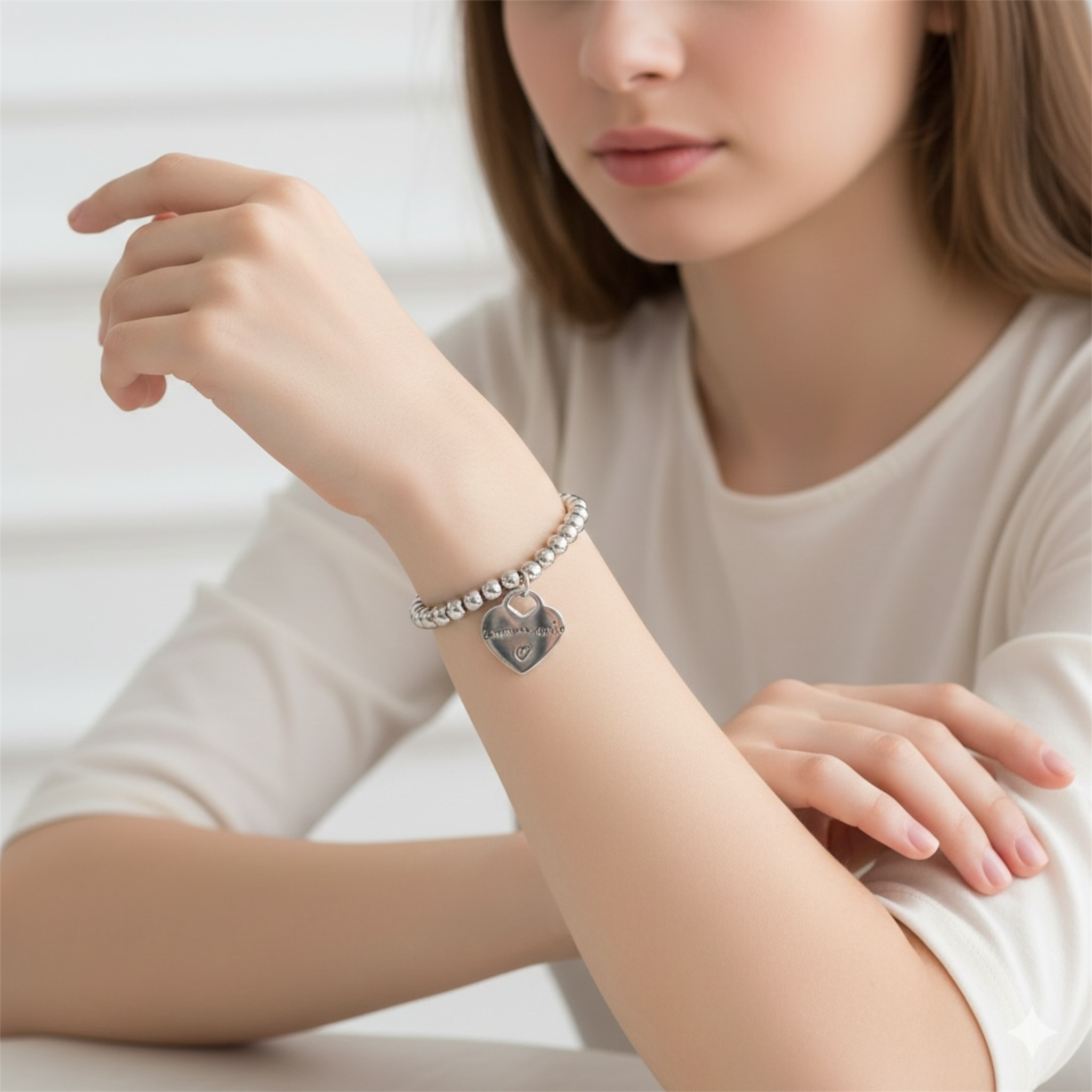 Bracciale con scrittura a mano reale con ciondolo a Cuore - Bracciale personalizzato