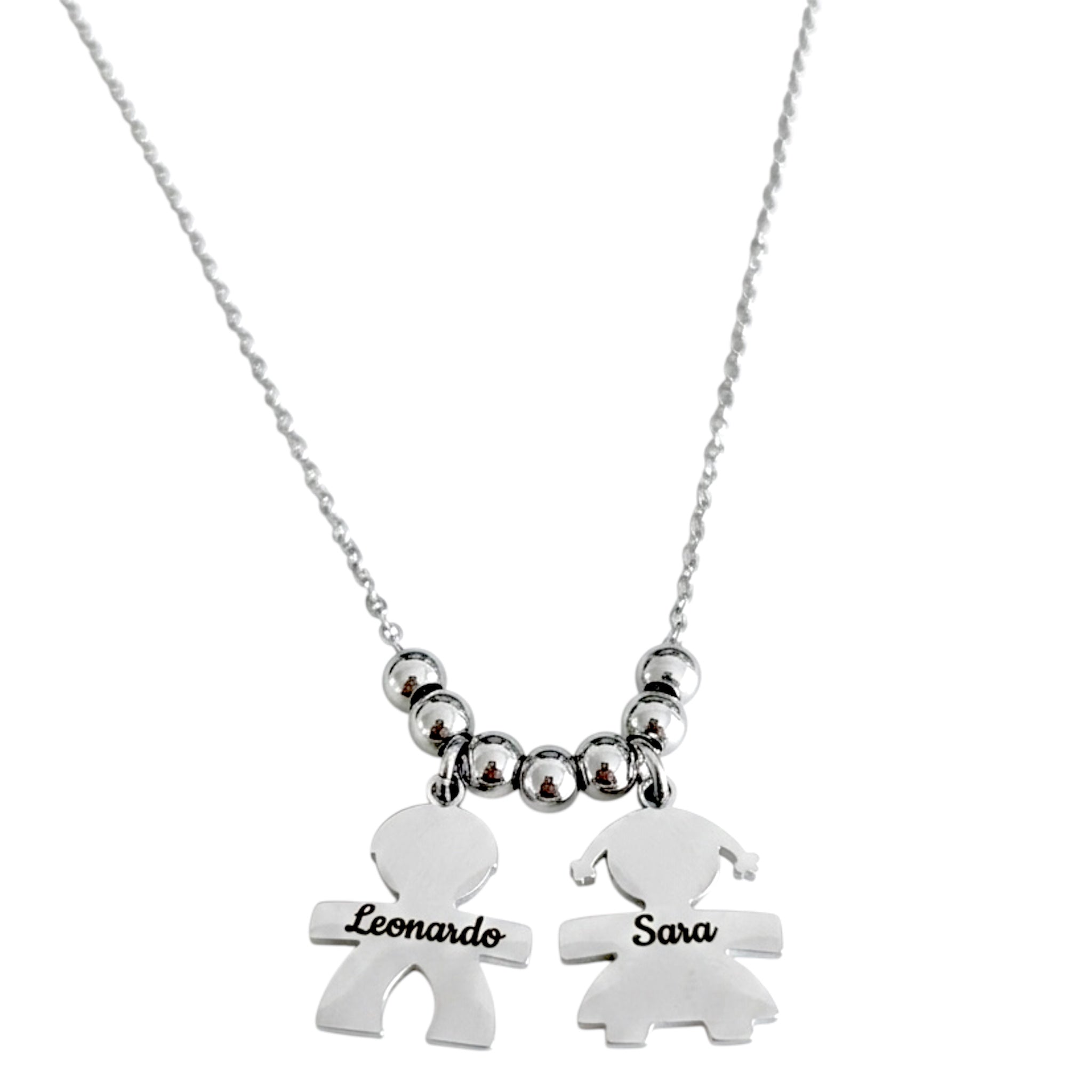Collana per la Mamma con ciondoli Bimbi personalizzati con i nomi dei figli