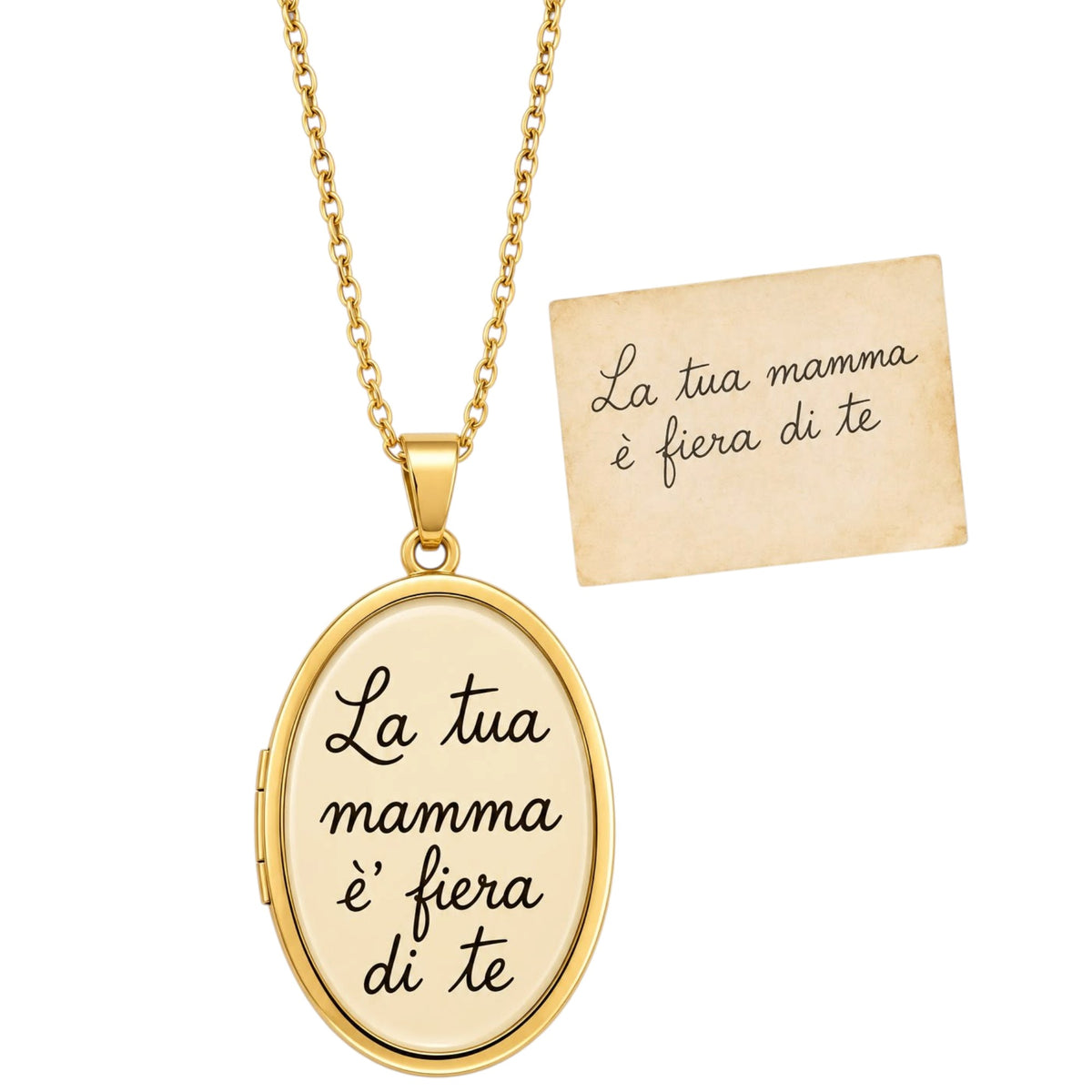 Collana Ciondolo personalizzato con Dedica Calligrafica | Disegno del tuo bambino