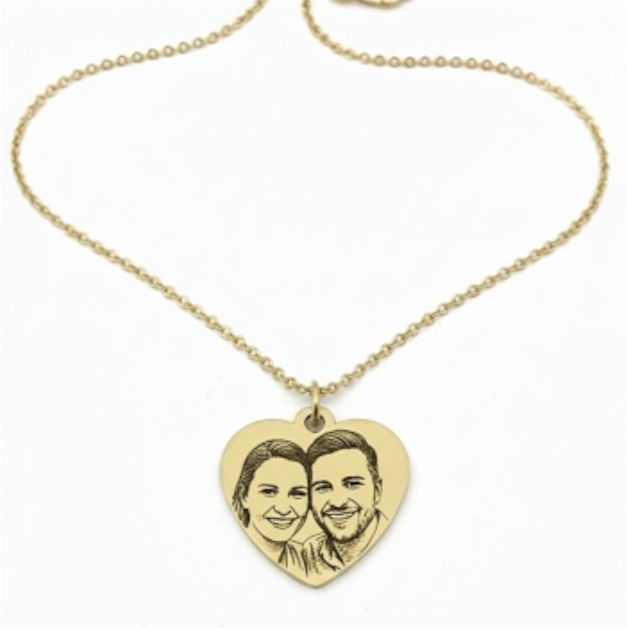 Collana con foto incisa - Collana con ciondolo Cuore Gold in acciaio con Incisione laser nitida e perfetta della foto