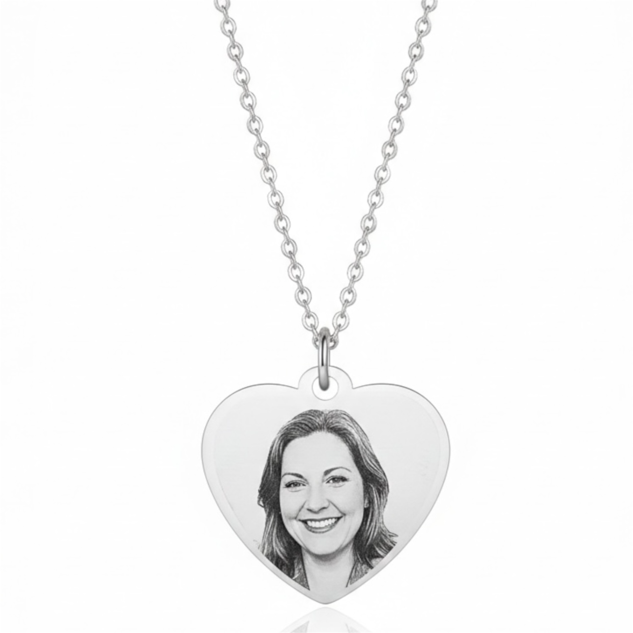 Collana con foto incisa - Collana con ciondolo Cuore in acciaio con Incisione laser nitida e perfetta della foto