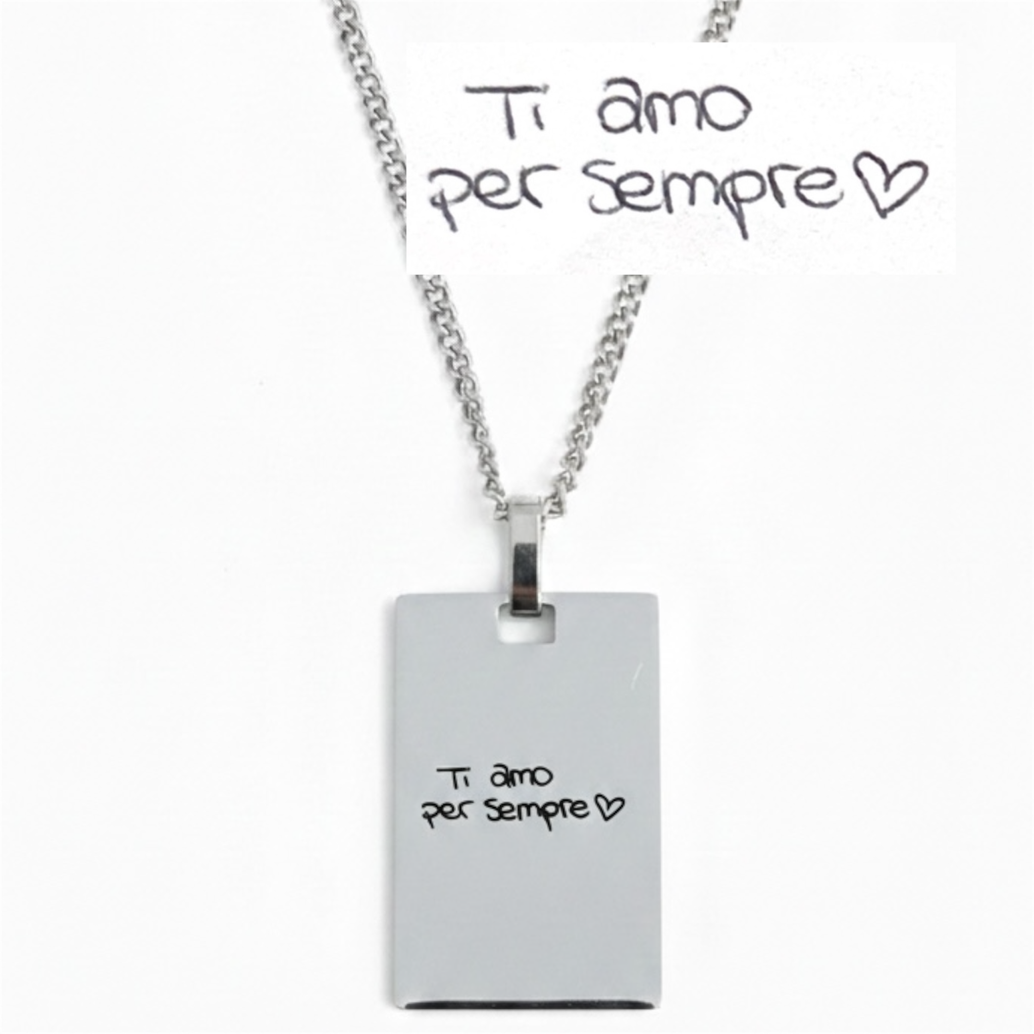 Collana con scrittura a mano reale | Dedica Calligrafica | Incidiamo la tua dedica