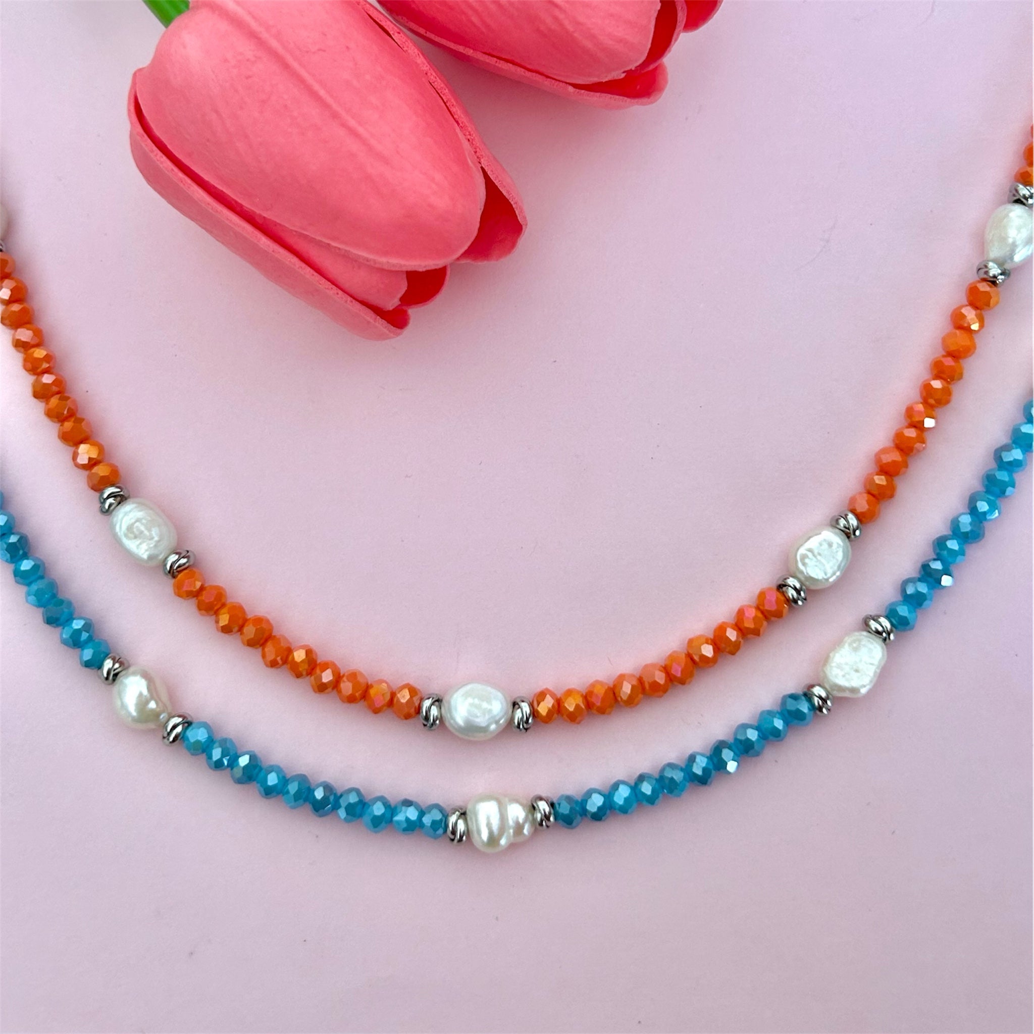 Collana con Cristalli colorati - Modello Dream - Collana Donna - Collana personalizzata con Perline colorate waterproof -Collana colorata