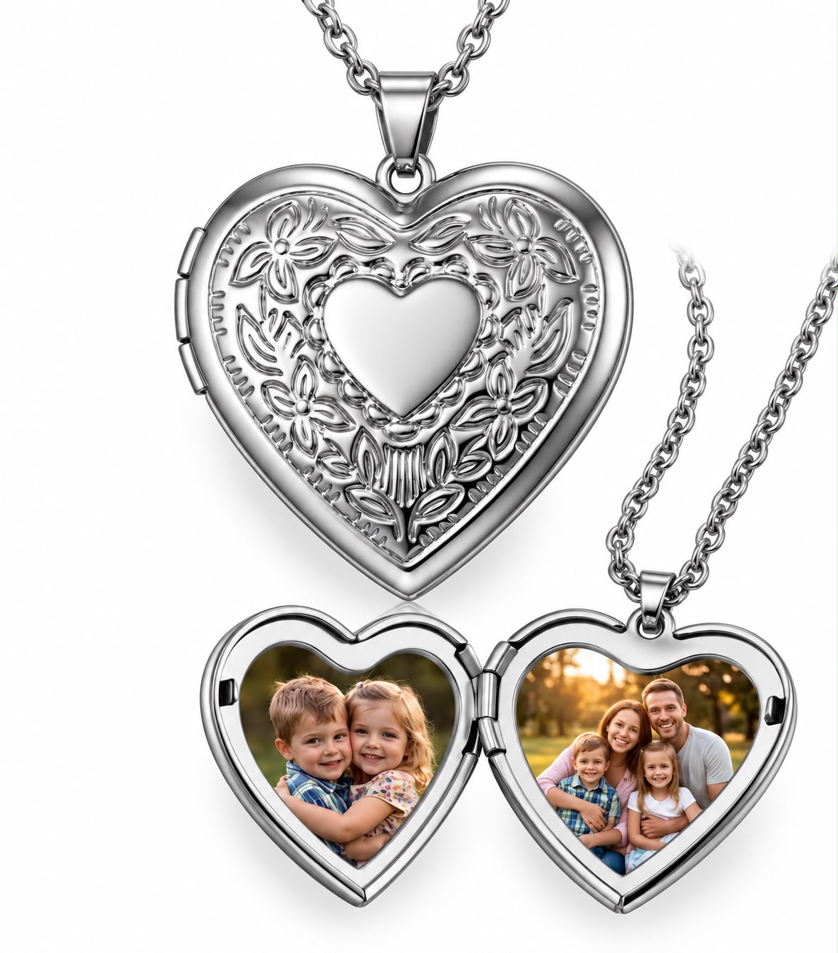 Collana ciondolo Cuore con foto e dedica personalizzata | Ciondolo Cuore portafoto
