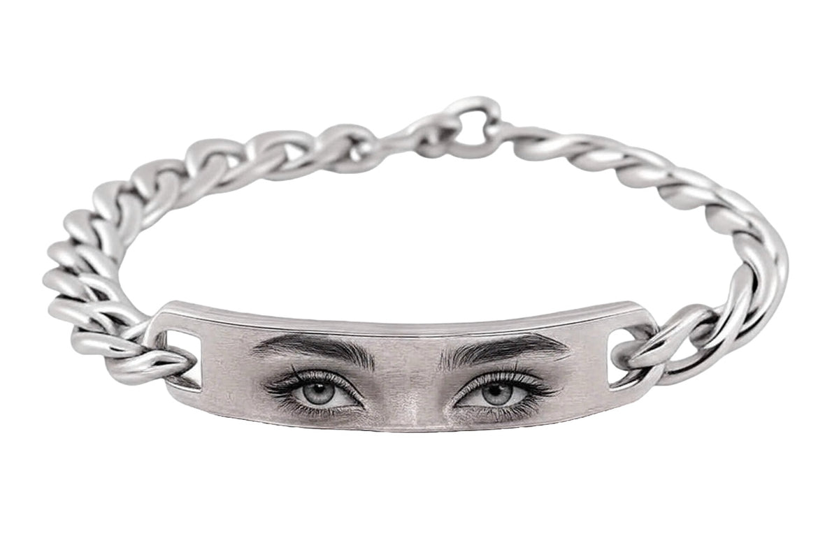Bracciale con Foto Incisione degli Occhi | Incisione Laser Uomo