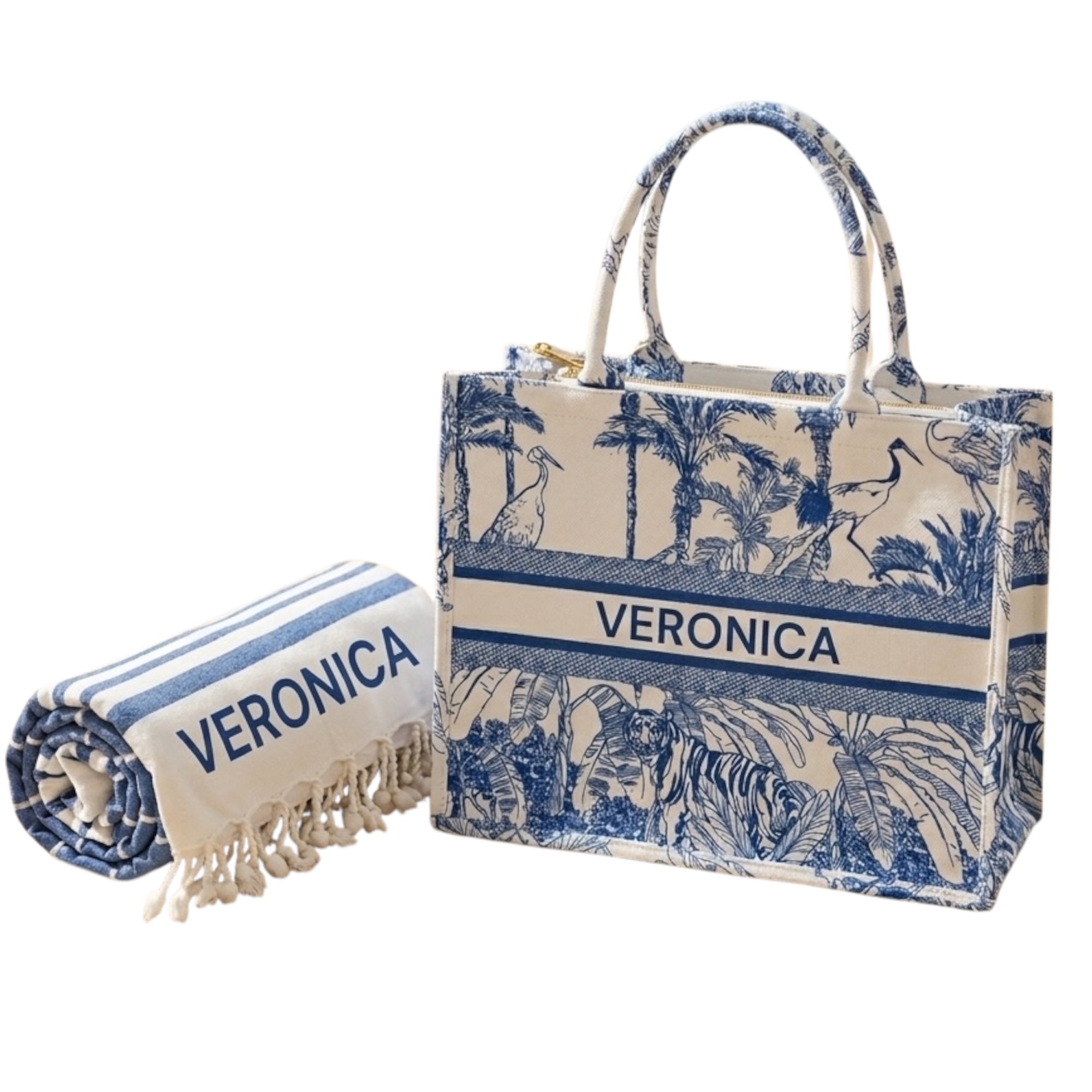 Personalized Beach Tote Bag with Name or Initials | With
Zipper