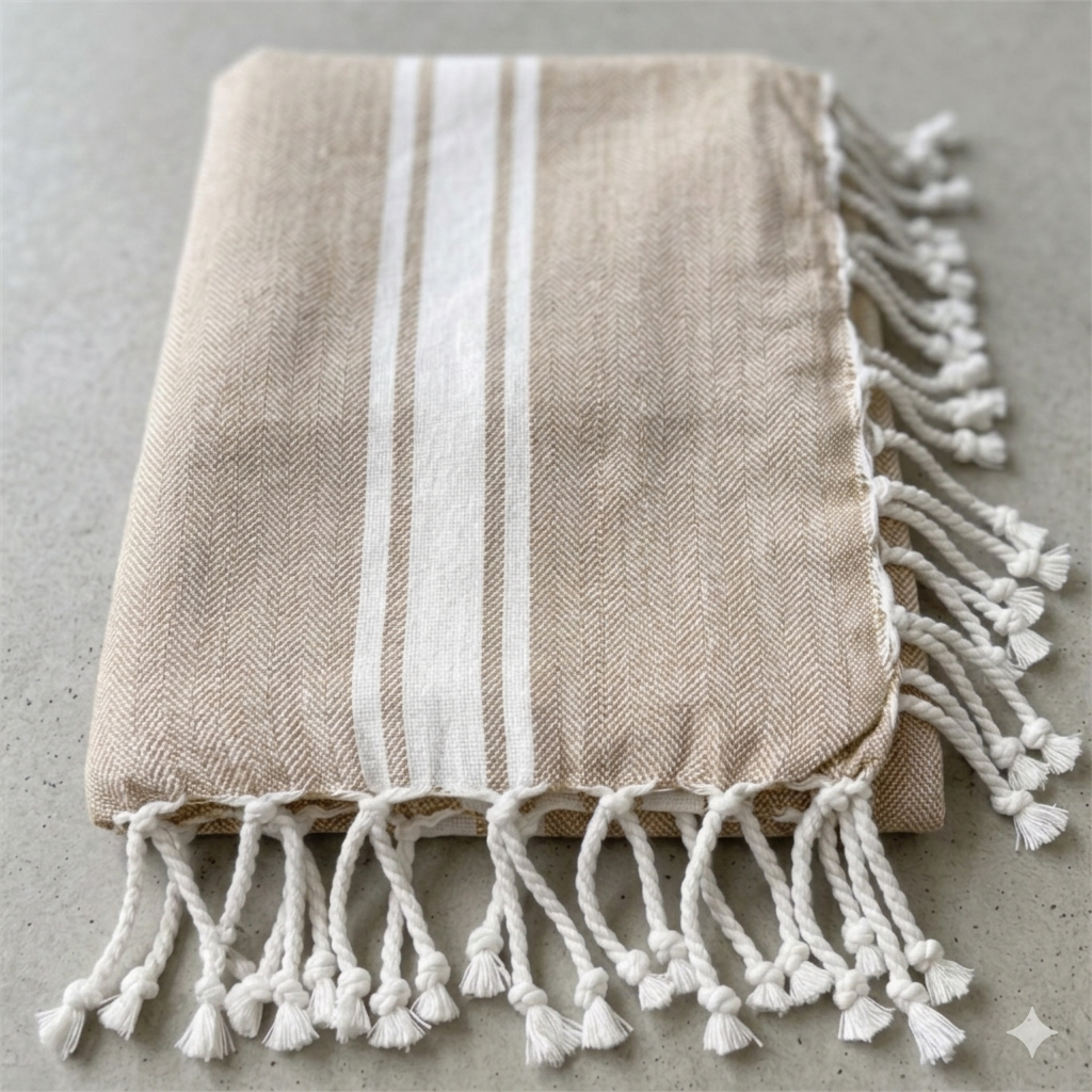 Telo Mare Fouta Personalizzato con Nome | 100% Cotone con Frange