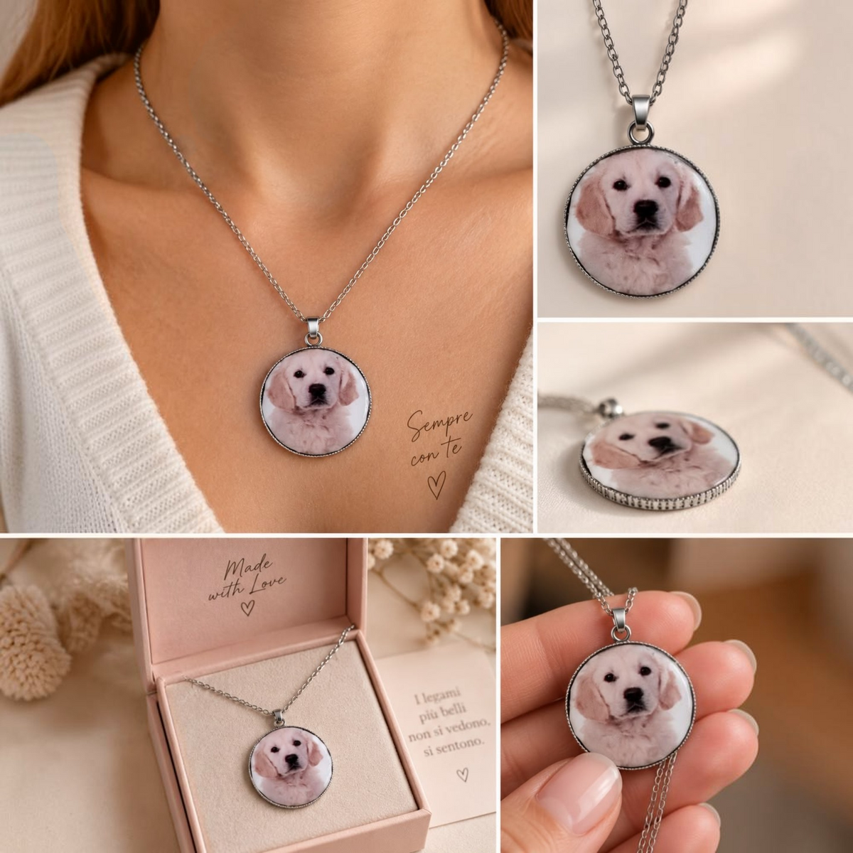 Collana Foto a colori personalizzata e dedica dietro