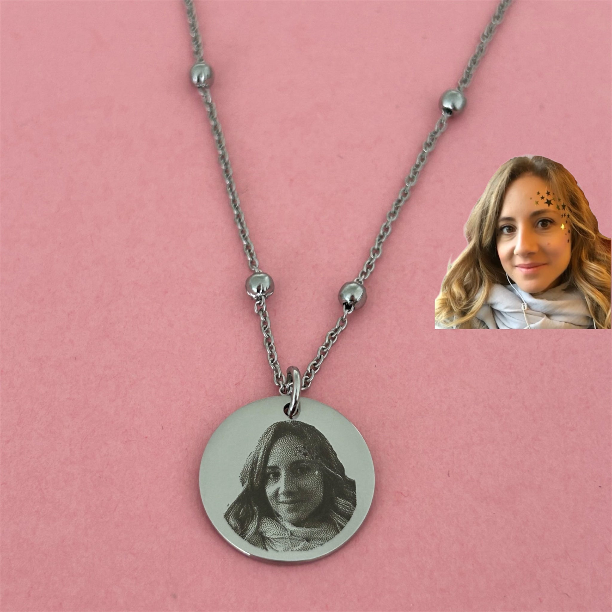 Collana con foto incisa - Collana in acciaio con Incisione laser nitida e perfetta della foto