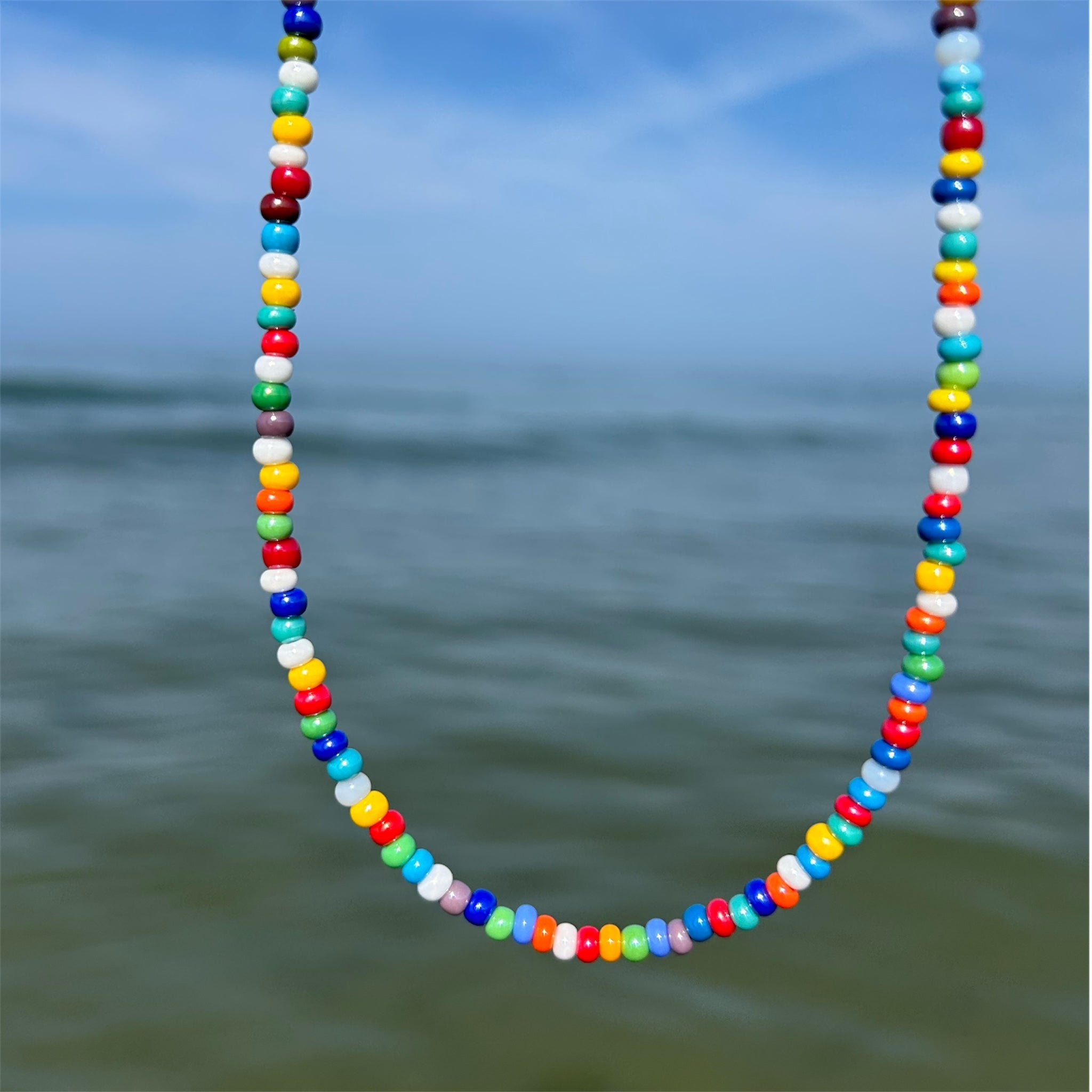 Collana Nome con Perline - Modello Rainbow - Collana Estate Nome - Collana personalizzata con Perline colorate waterproof -Collana colorata