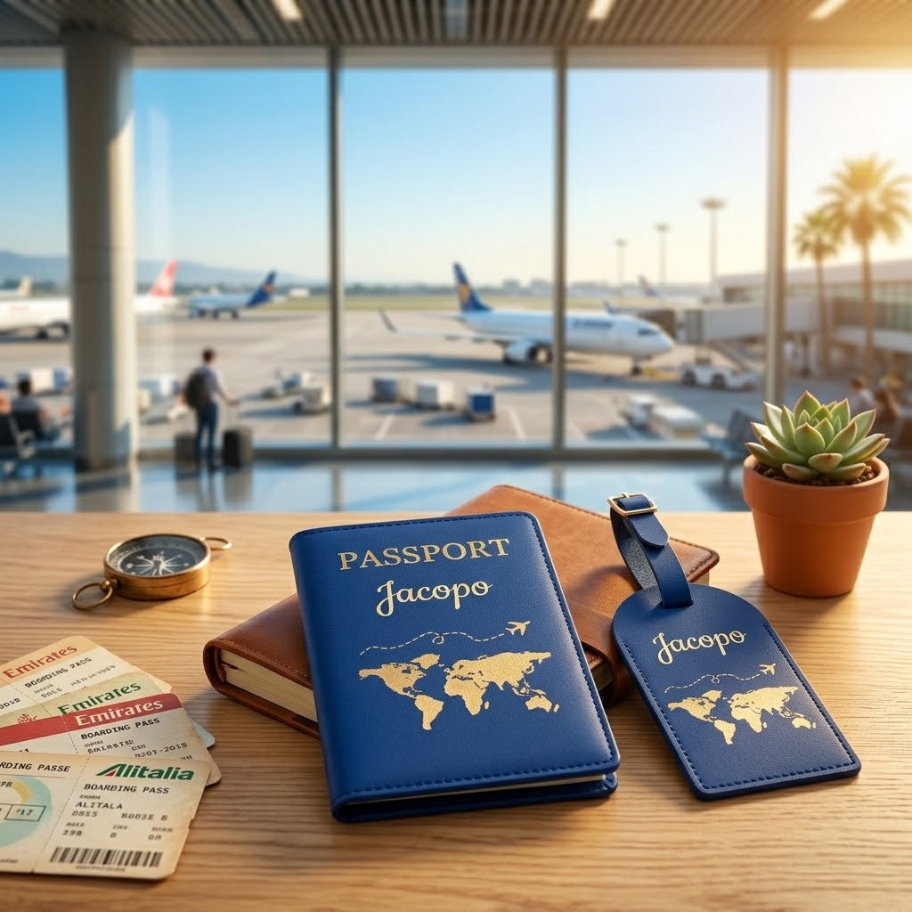 Porta passaporto Personalizzato con Nome e Tag Valigia | Idea Regalo Coppia o Addio al Nubilato