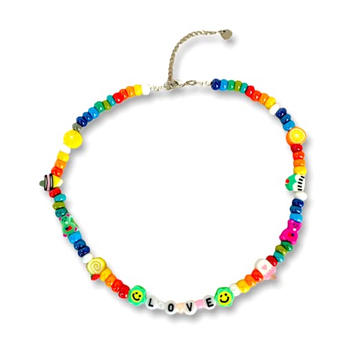 Collana Nome con Perline - Collana Estate Nome - Collana personalizzata con Perline colorate waterproof -Collana colorata
