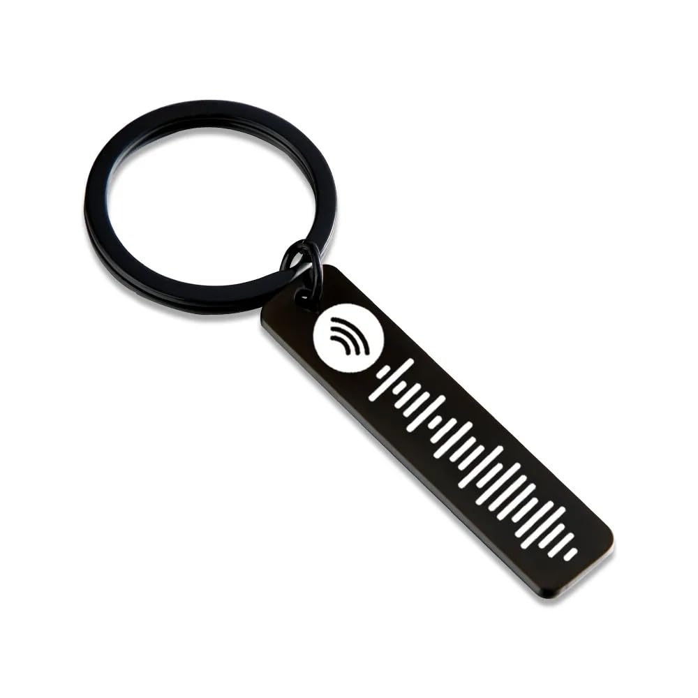 Keychain with Geographic Coordinates and Spotify