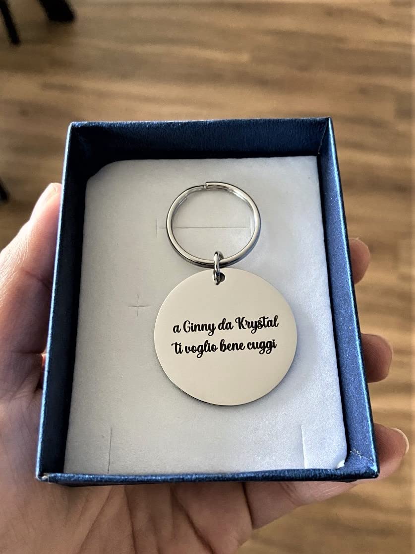 When a door closes, a Prosecco opens! Personalized stainless steel key ring with dedication 