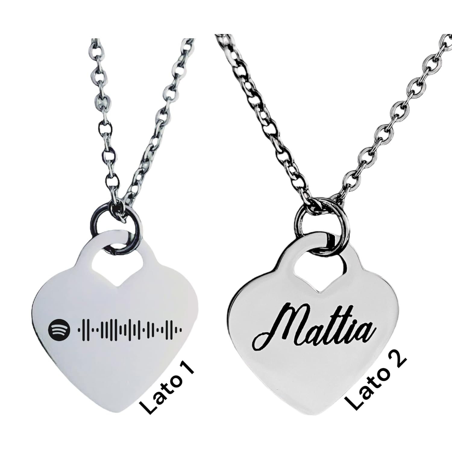 Collana Spotify - Collana personalizzata Spotify e Dedica - Collana Cuore Donna Spotify e Dedica - Collana personalizzata Donna