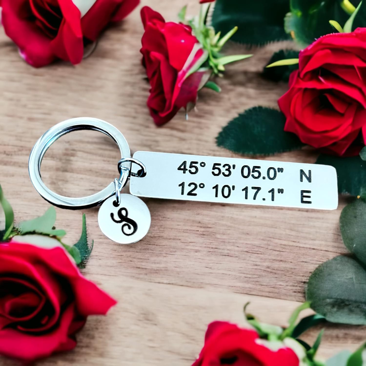 Keychain with Geographic Coordinates and Spotify