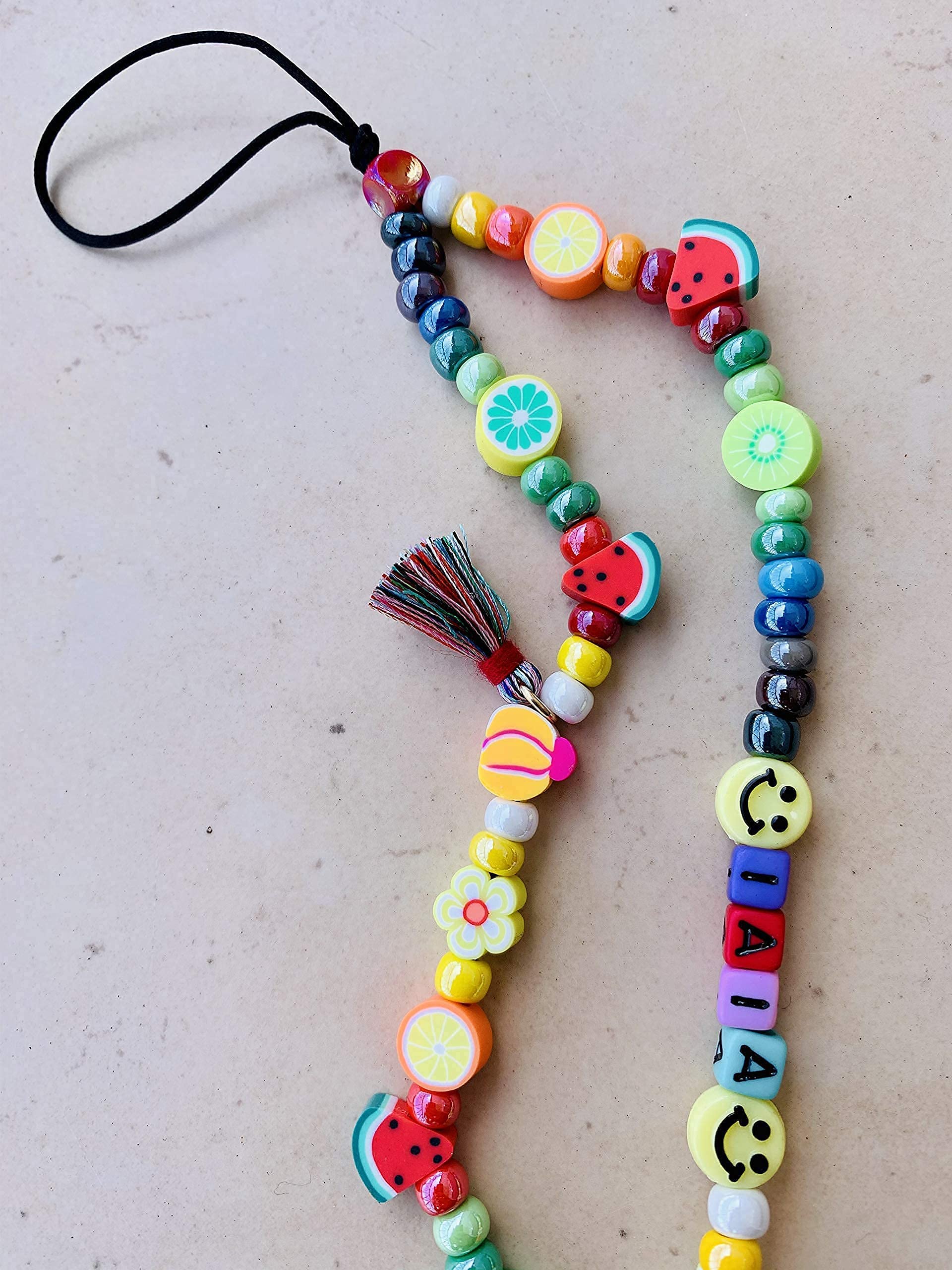 Phone Beads personalizzato - Cordino per Cellulare perline - Phone Strap Personalizzato - Phone Beads perline Rainbow