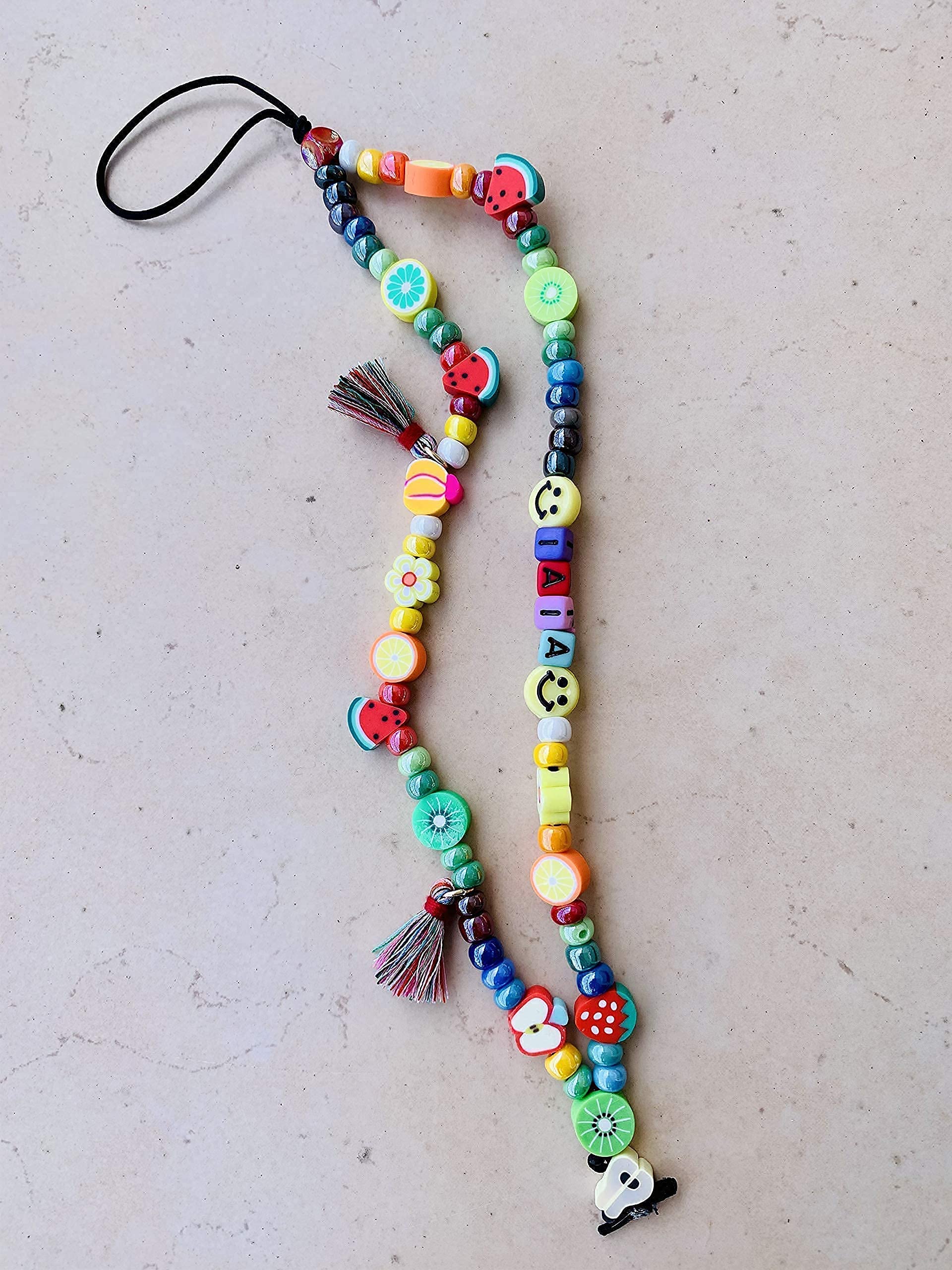 Phone Beads personalizzato - Cordino per Cellulare perline - Phone Strap Personalizzato - Phone Beads perline Rainbow